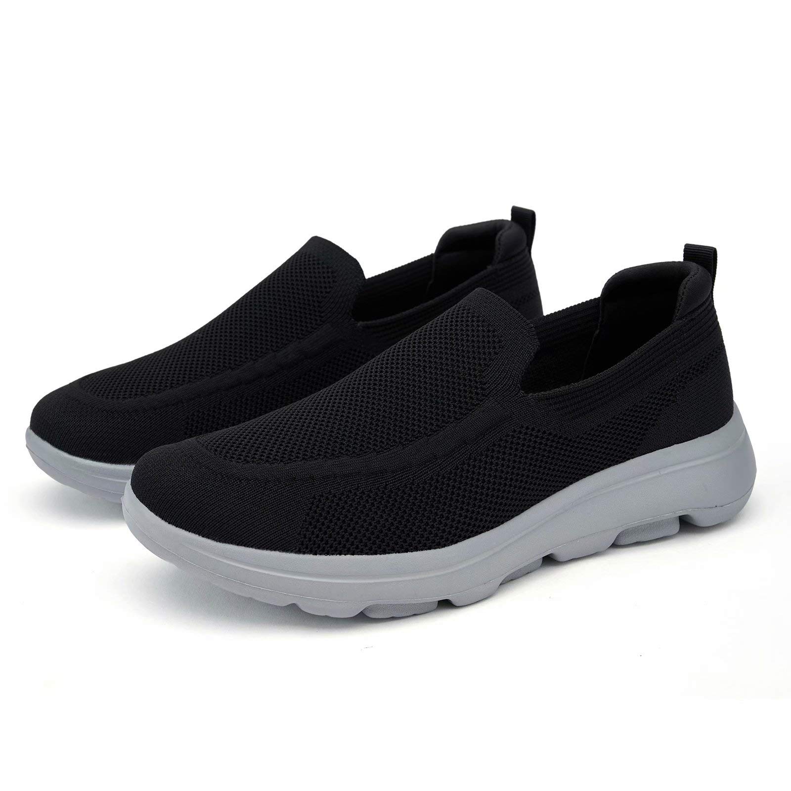 Konhill Men's Slip-On Walking Shoes - Breathable Mesh Loafers for Casual Wear & Tennis Sneakers | Perfect for Daily Walking, Travel & Light Sports Activities