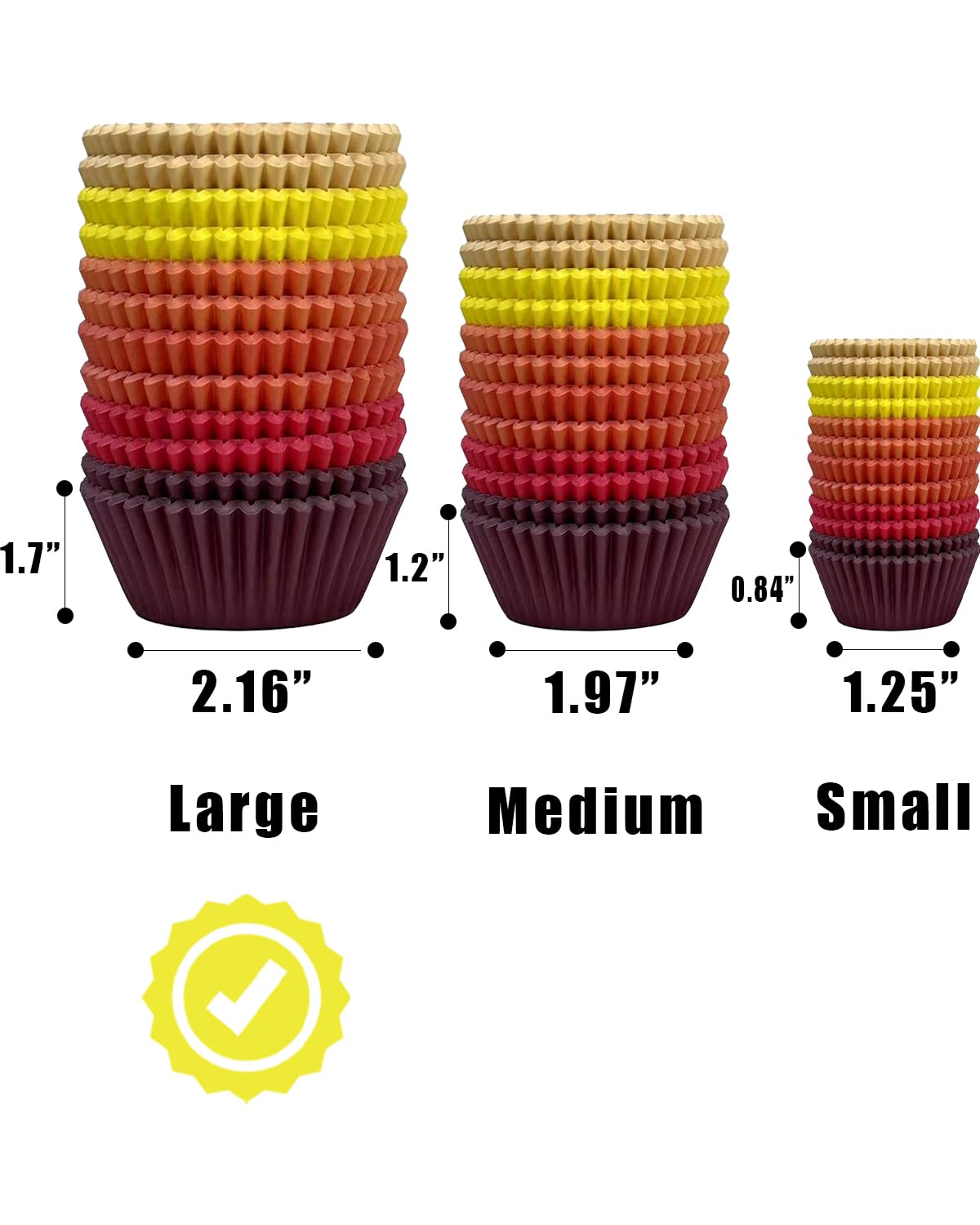 Qiqee Jumbo 300-Count Cupcake Liners - Food Grade Baking Cups in 6 Vibrant Colors (Yellow, Red) - Large Size Cupcake Wrappers for Parties, Weddings & Home Baking