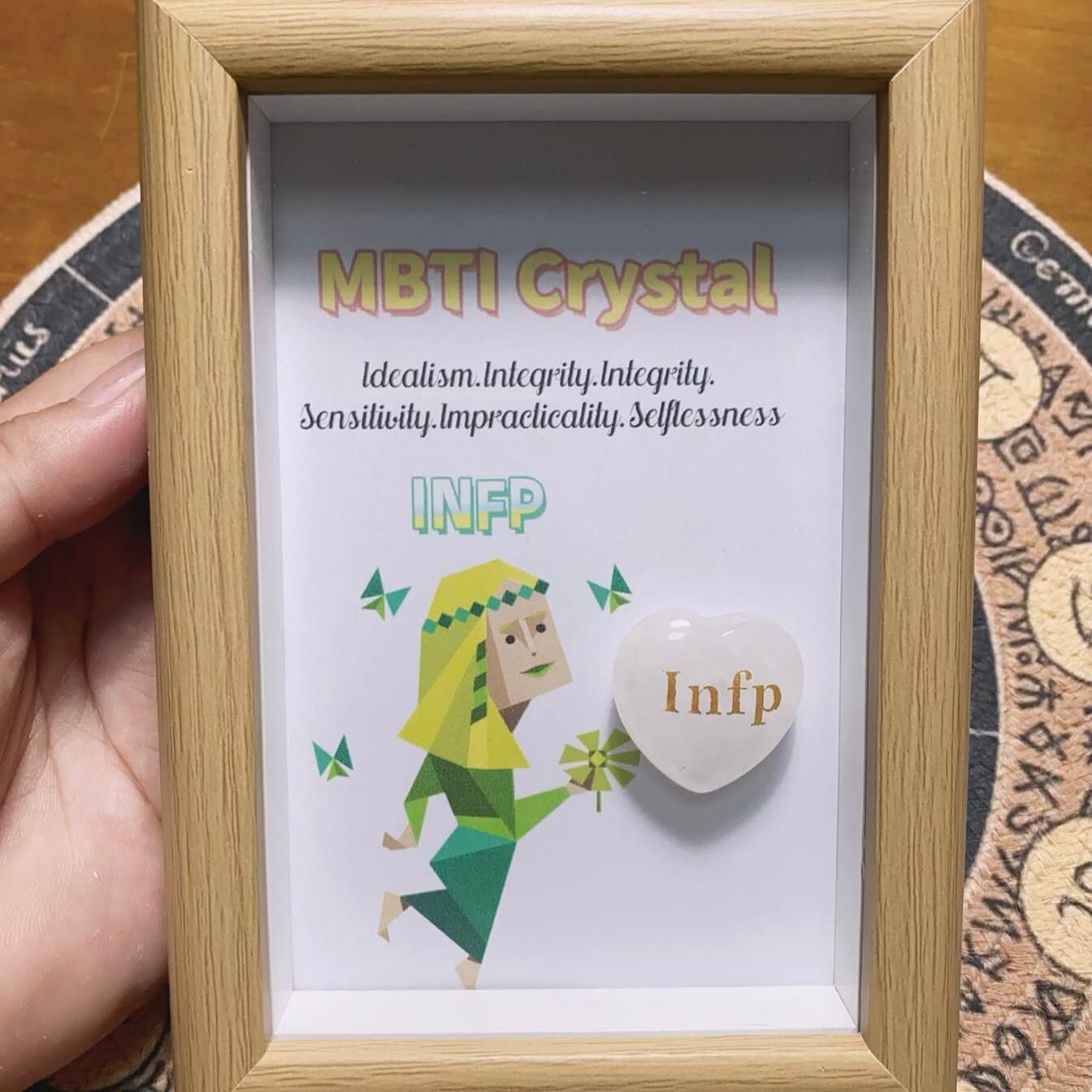 MBTI Personality Crystal Frame - Spiritual Healing Gift for Self-Care & Meditation | Perfect for Office Desk Decor, Yoga Room, and Mindfulness Practice (KV001)