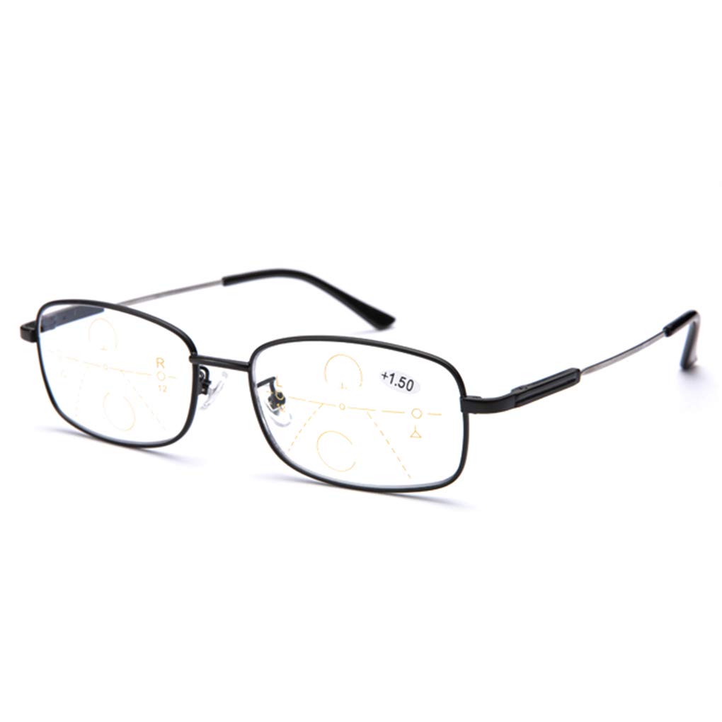 Progressive Multi-Focus Reading Glasses with Anti-Blue Light & Memory Titanium Spring Hinge - Bifocal Computer Glasses for Men & Women - Perfect for Office Work, Reading, and Screen Time