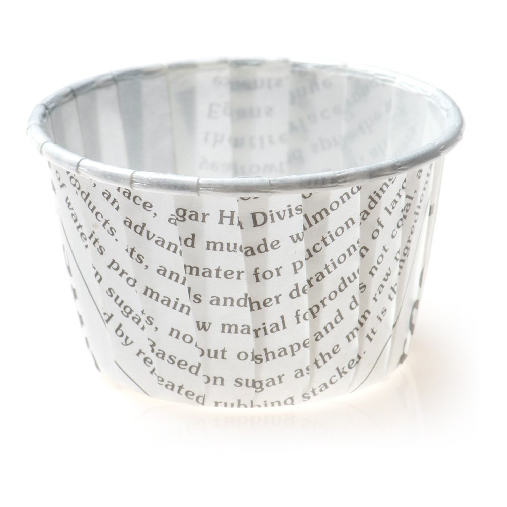 Restaurantware Panificio 1 Ounce Baking Cups - 200 Count Pleated Cupcake Liners | Oven-Safe & Freezer-Safe Black & White Paper Muffin Wrappers | Disposable Newsprint Design for Wedding Parties, Baby Showers & Birthday Celebrations | Perfect for Baking, Dessert Displays & Party Favors