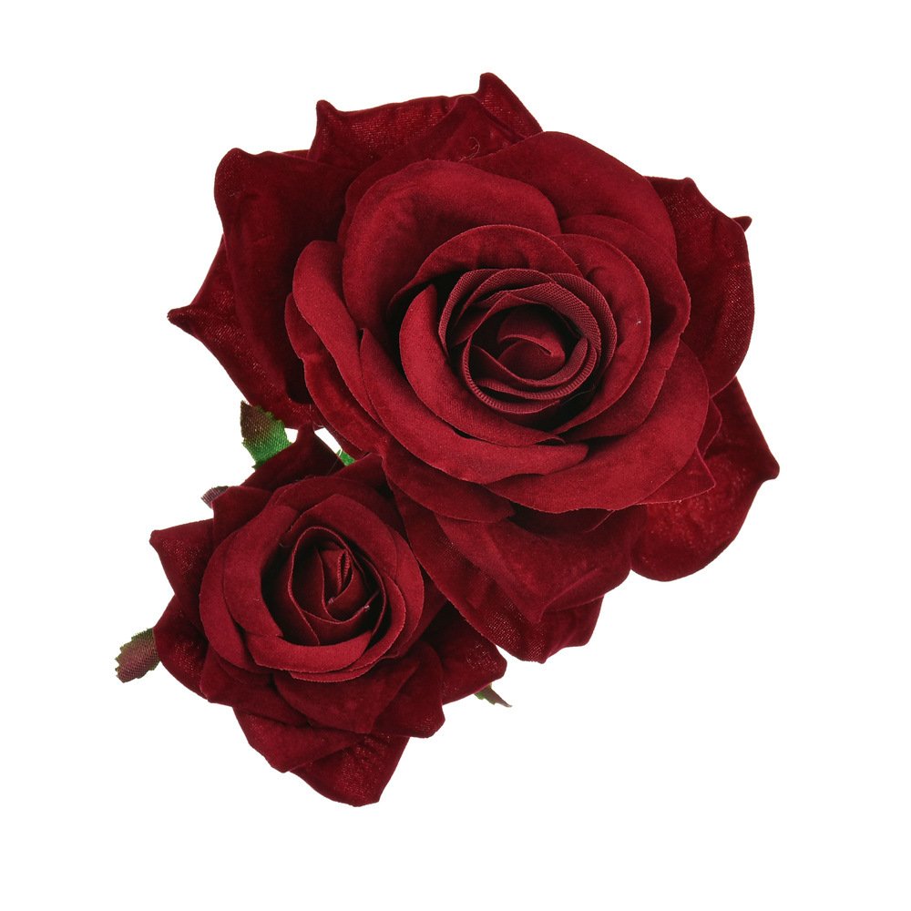 2 Pack Rose Hair Flower Clips - Women's Deep Red Bridesmaid Hair Accessories for Weddings, Parties & Special Occasions | Hair Fascinator, Headpiece & Hair Claw Decorations