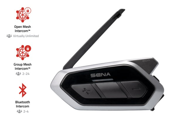 Sena 50R Bluetooth Mesh Headset - Universal Motorcycle Intercom for Group Riding, GPS Navigation & Hands-Free Calls | Ideal for Motorcycle Tours, Commuting & Adventure Riding