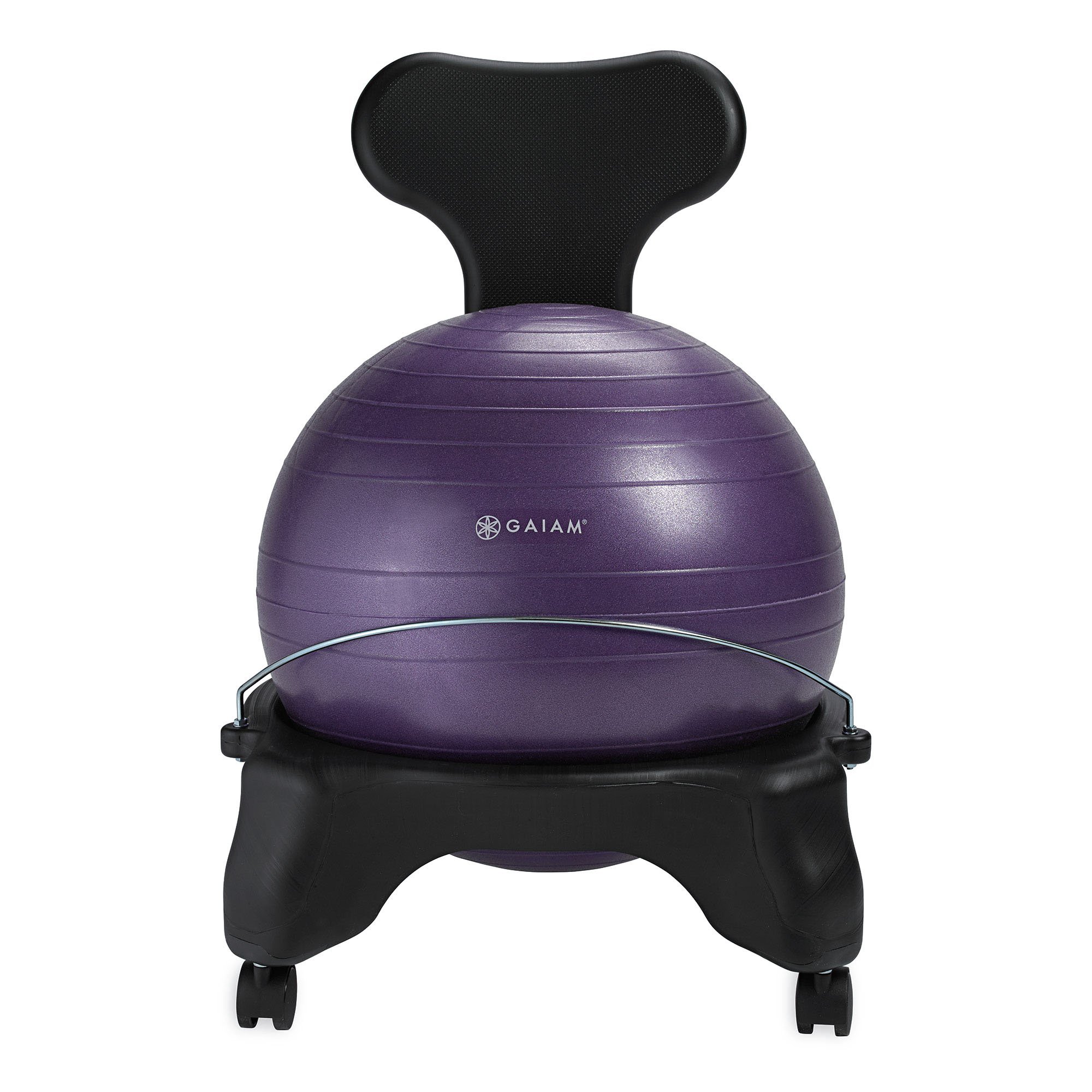 Gaiam Classic Balance Ball Chair - Ergonomic Stability Yoga Ball Chair for Home & Office Desk with Air Pump, Exercise Guide - Improve Posture & Core Strength for Workouts, Yoga, and Sitting Comfort