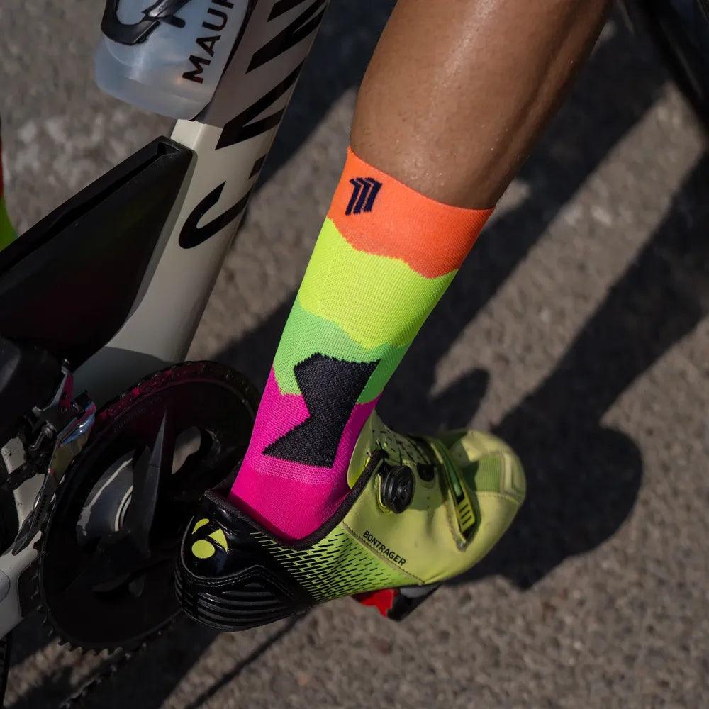Premium Sporcks Alsace Fluor Cycling Socks - Breathable & Cushioned for Road & Mountain Biking - Perfect for Cycling Enthusiasts & Outdoor Sports