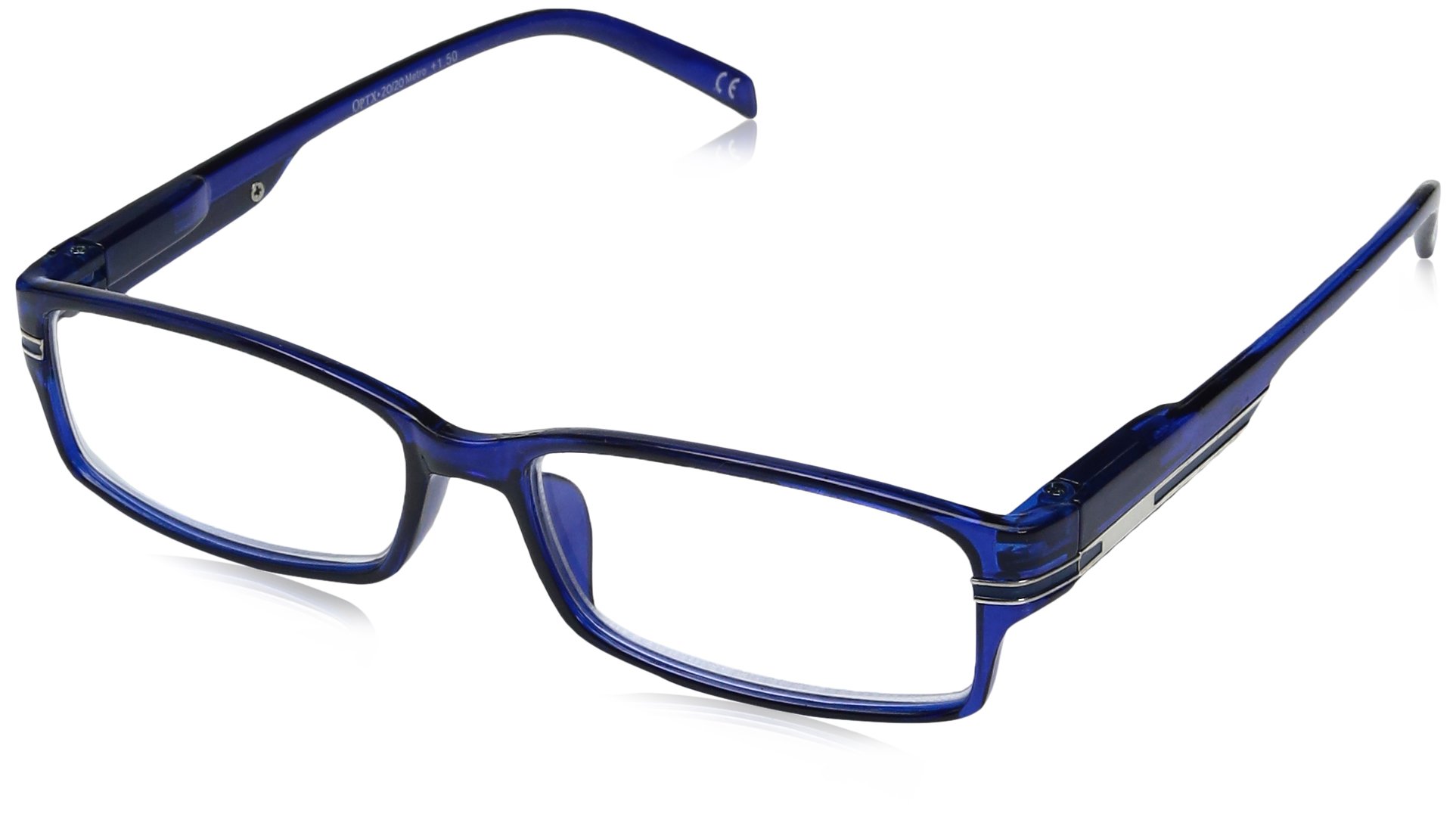 OPTX 20/20 Men's Metro Rectangular Reading Glasses - Blue Light Blocking & Anti-Reflective for Computer Work, Reading & Office Use