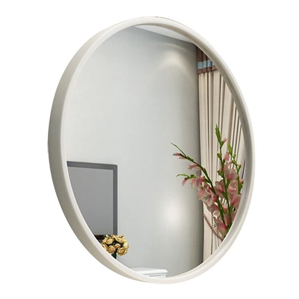 Round Wall Mirror for Bathroom - High Definition Silver Vanity Mirror, 40x40cm White Dressing Table Mirror for Makeup & Home Decor