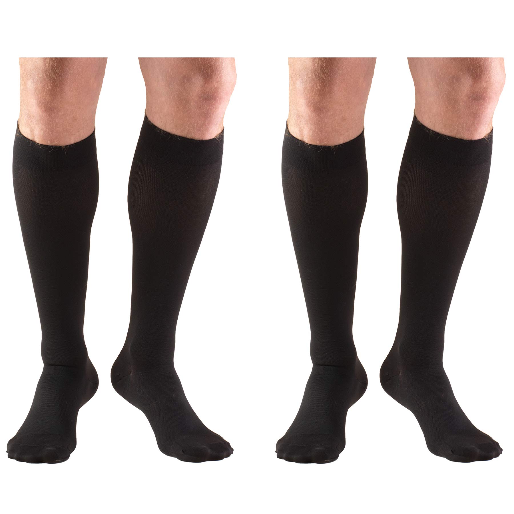 Truform 20-30 mmHg Compression Socks for Men & Women - Knee High Support Stockings, Closed Toe, Black (Small, 2-Pack) - Ideal for Travel, Varicose Veins & Circulation Support
