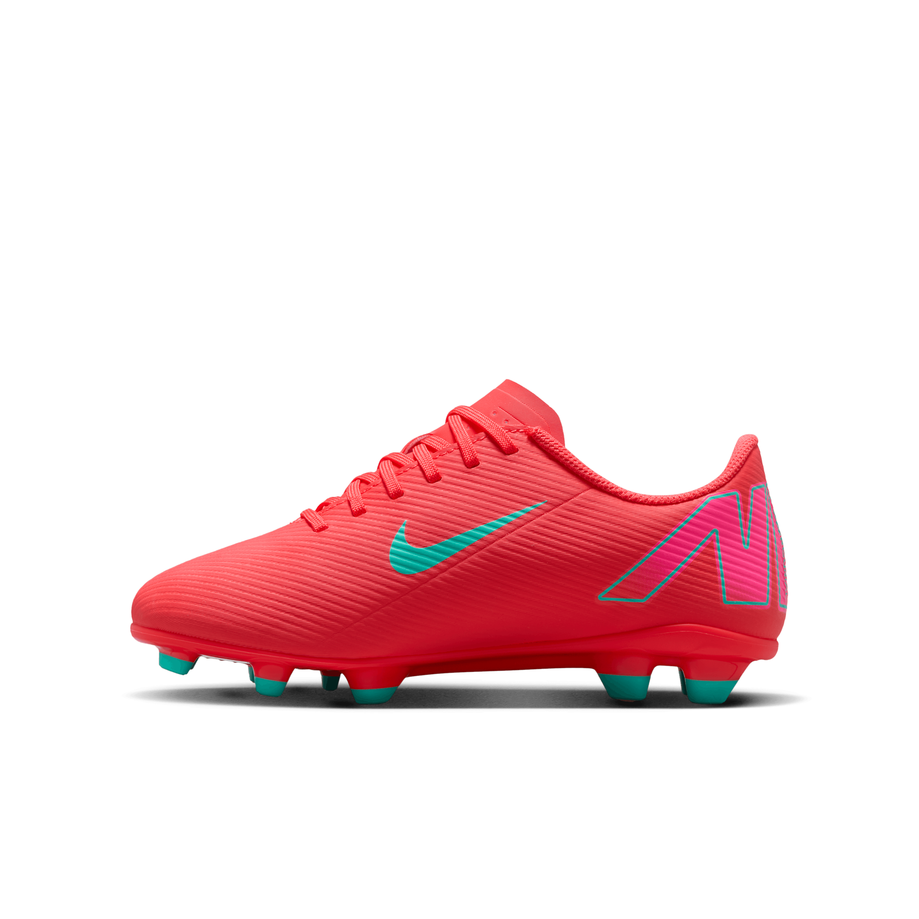 Nike Junior Mercurial Vapor 16 Club FG Soccer Cleats for Kids - Ember Glow/Aurora Green - Lightweight Football Shoes for Youth Players - Perfect for Turf Matches & Training Sessions