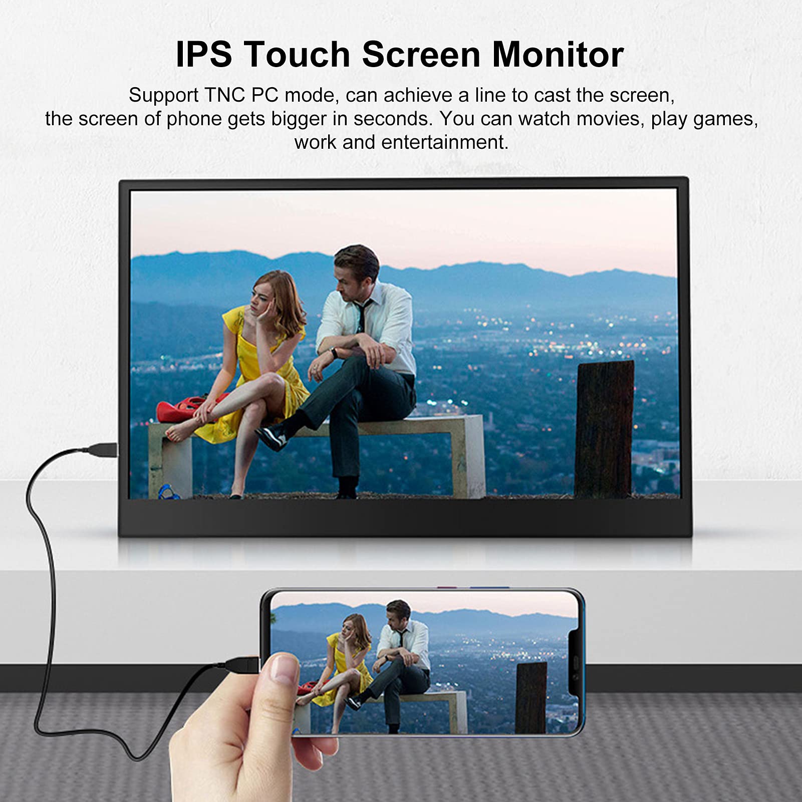 13.3 Inch Portable Monitor with 178° IPS HD Display - 1920x1080 FHD Resolution, USB-C HDMI External Screen for Laptop, Gaming & Work - Perfect for Travel, Business & Home Office Use
