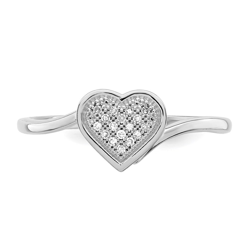 Diamond2Deal 925 Sterling Silver Diamond Heart Ring (0.05 ct) - Elegant Jewelry Gift for Women, Valentine's Day, Anniversary & Special Occasions