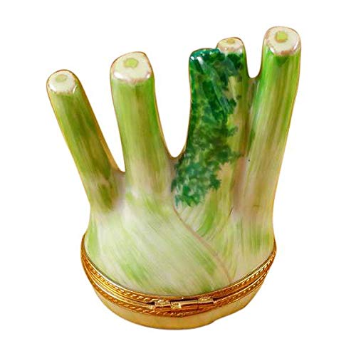 French Limoges Porcelain Fennel Figurine Box - Hand-Painted Collectible Gift for Home Decor, Jewelry Storage & Special Occasions