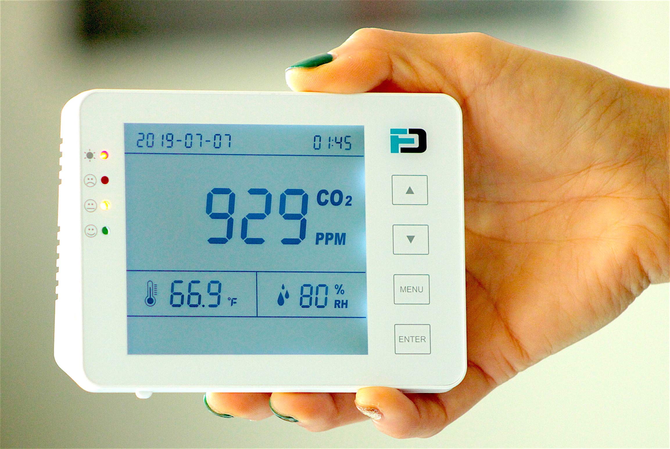 Forensics Basic CO2 Meter - AB841 Compliant Air Quality Monitor with USB/Battery Power & 10-Year Lifespan | Perfect for Classrooms, Gyms, Offices, Homes & Cars | Monitor Indoor Air Quality for Healthier Breathing