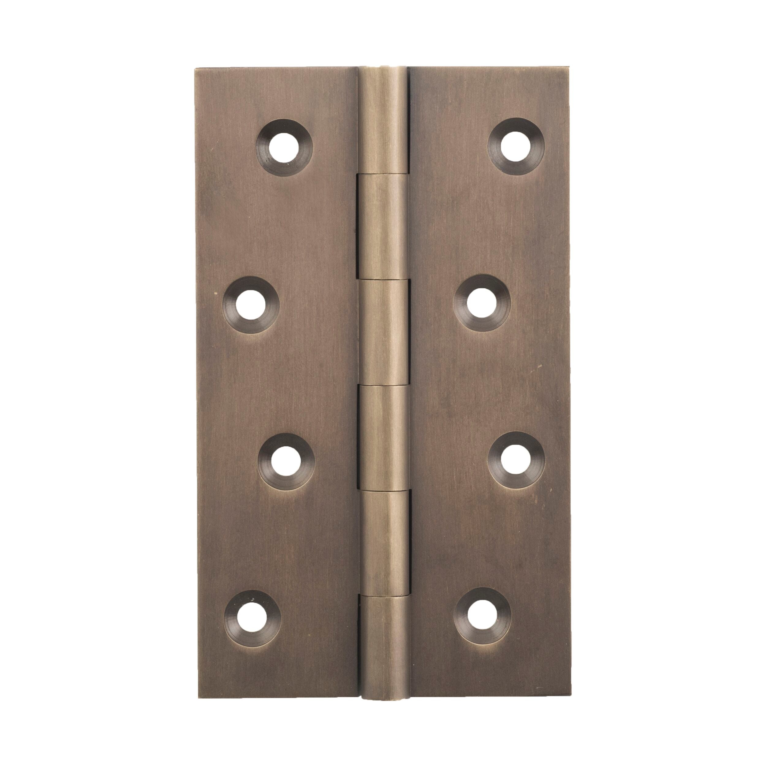 2372 Antique Brass Hinge with Fixed Pin - 100mm x 60mm (H x W) - Perfect for Cabinet Doors, Furniture Restoration & Vintage DIY Projects