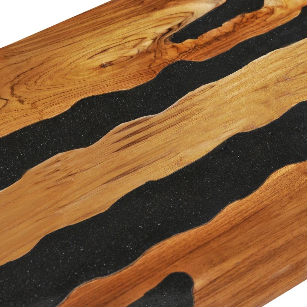 CHARMMA Teak Wood Coffee Table with Lava Stone - 39.3