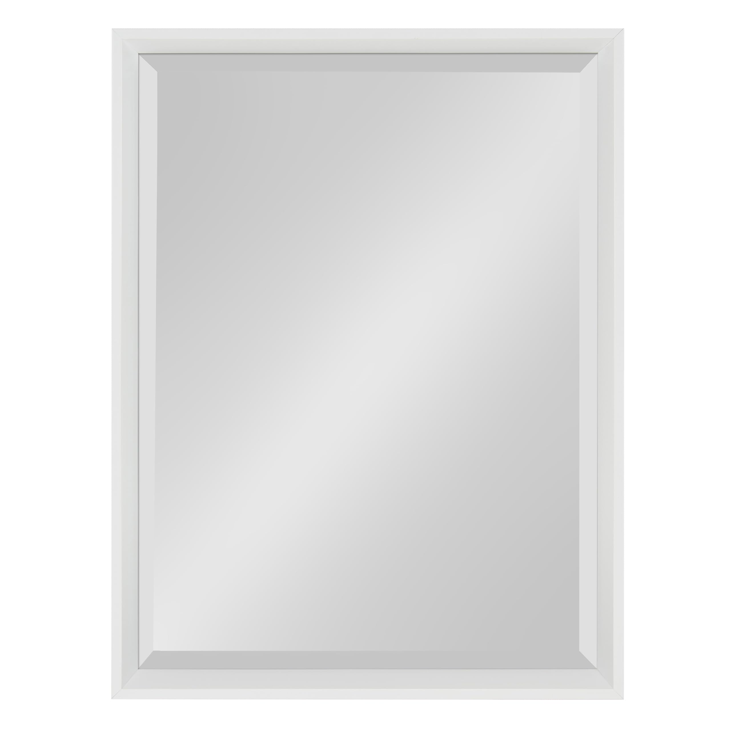Kate & Laurel Calter Modern Framed Beveled Wall Mirror - 20x26 Inches White Contemporary Rectangle Vanity Mirror for Bathroom Over Sink, Bedroom, or Elegant Entryway Decor