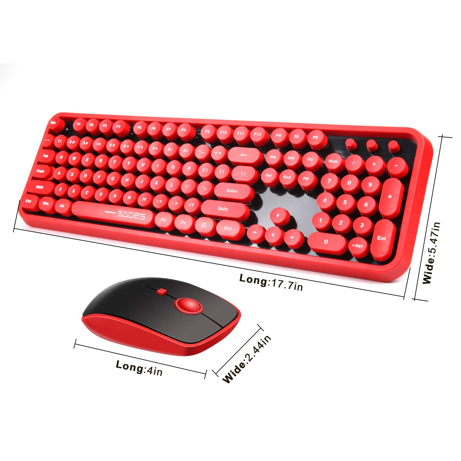 Retro Wireless Keyboard Mouse Combo for Mac PC - Office & Gaming Use