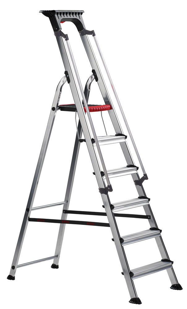 Heavy Duty Double Decker Aluminum Stepladder with Tool Tray - Perfect for Home Improvement, Warehouse, and Construction Work