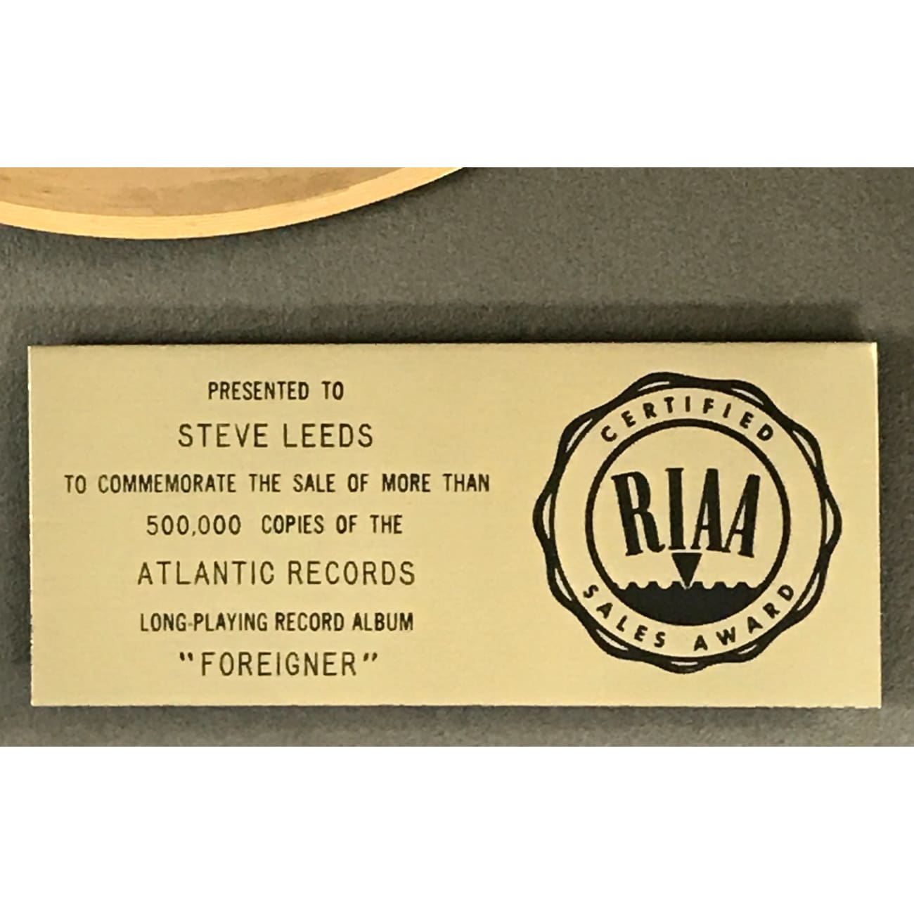 RIAA Gold Album Award Plaque - Official Music Certification for Artists & Bands - Perfect for Studio Display, Music Awards, and Collector's Showcase