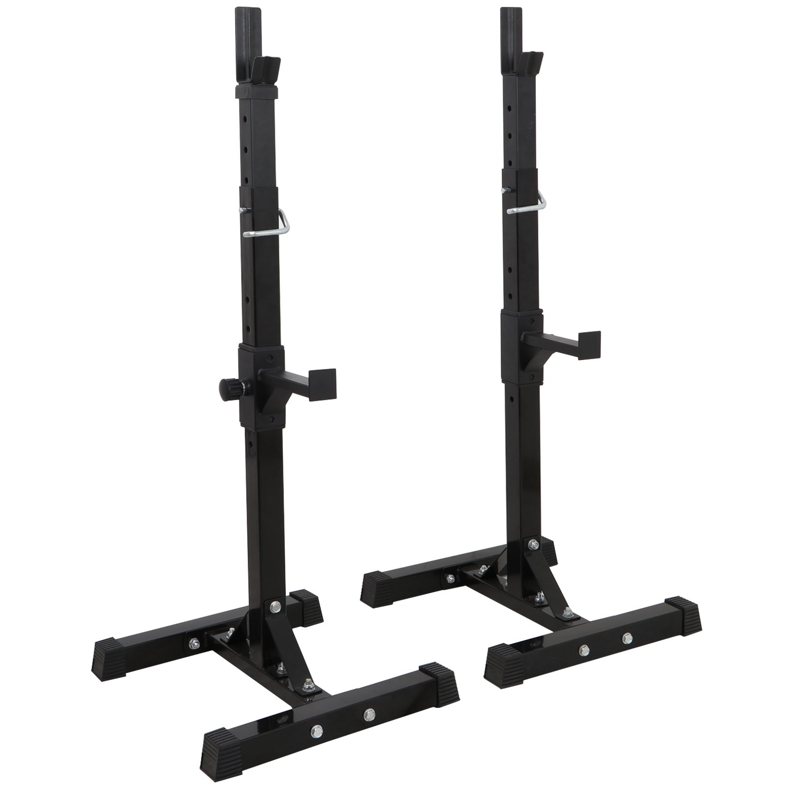 Adjustable Squat Rack 40-66 Inch - Heavy Duty Steel Barbell Bracket with Free Press Bench, Portable Dumbbell Stand for Home Gym, Black - Perfect for Strength Training & Family Fitness Workouts