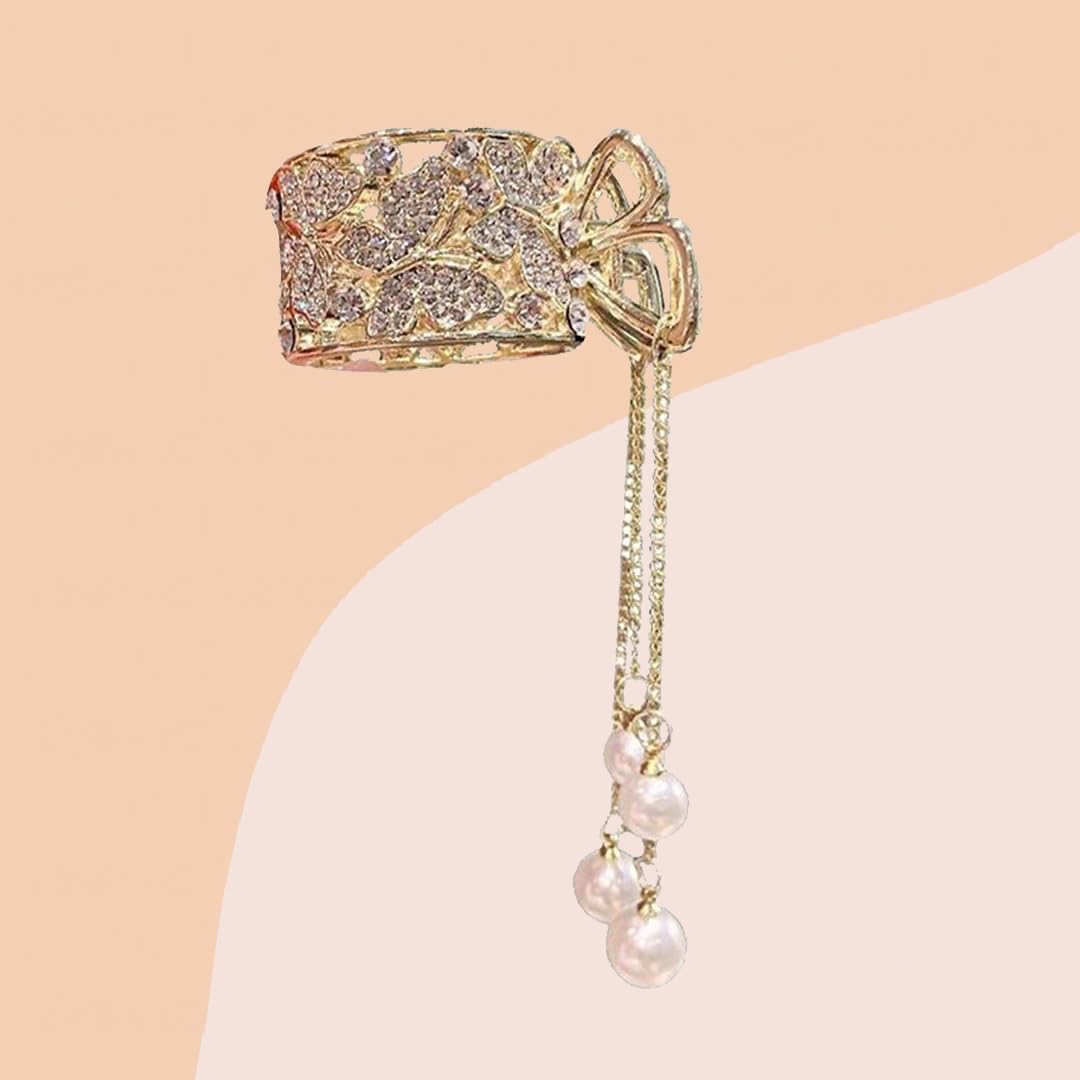 Myra Collection Rhinestone Ponytail Hair Claw Clip - Elegant Bun Hair Accessories for Women (Pack of 1) | Perfect for Parties, Weddings & Everyday Glam