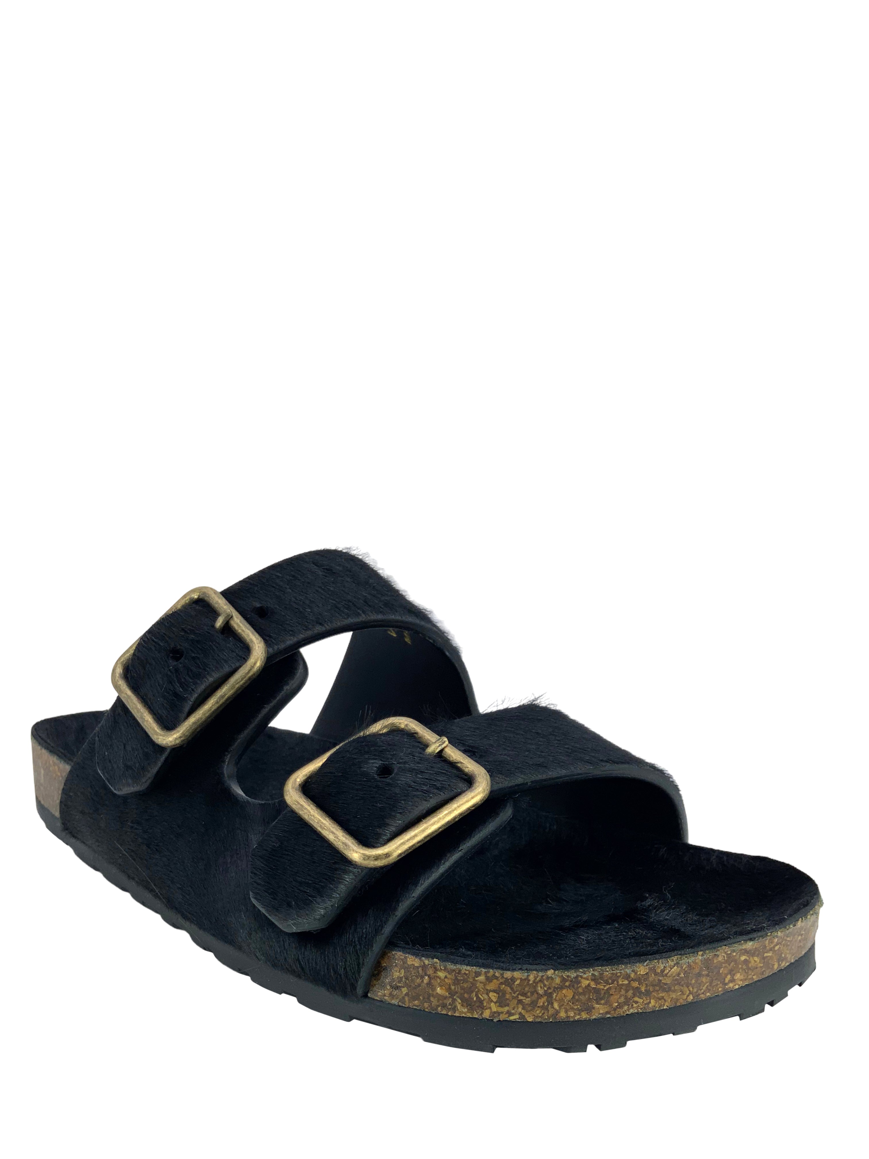 SAINT LAURENT Jimmy Pony Hair Flat Sandals Women's Size 6.5 - Luxury Designer Slide Sandals for Summer, Beach & Casual Outings