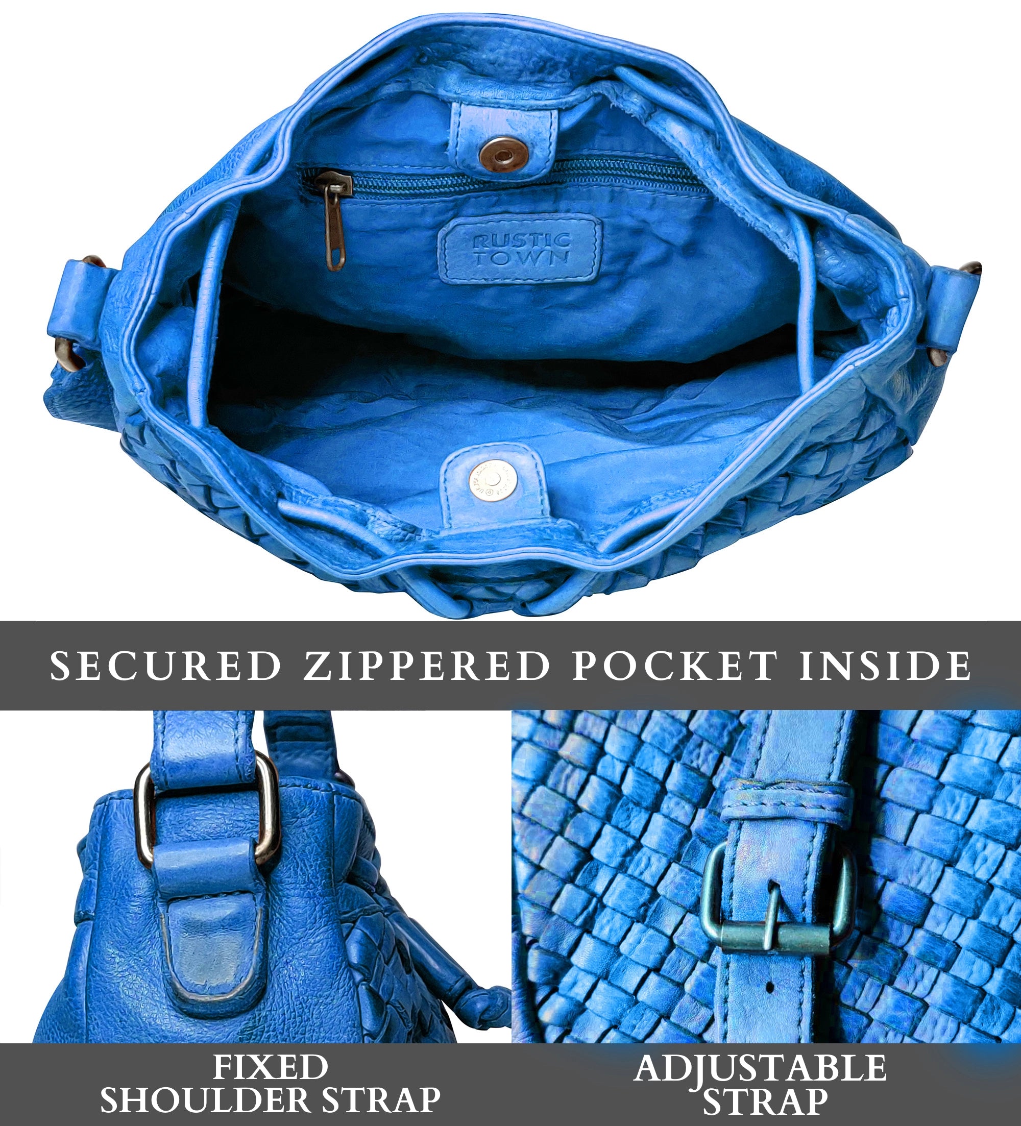 Premium Genuine Leather Shoulder Bag for Women - Stylish Blue Crossbody Purse - Perfect for Work, Travel & Everyday Use