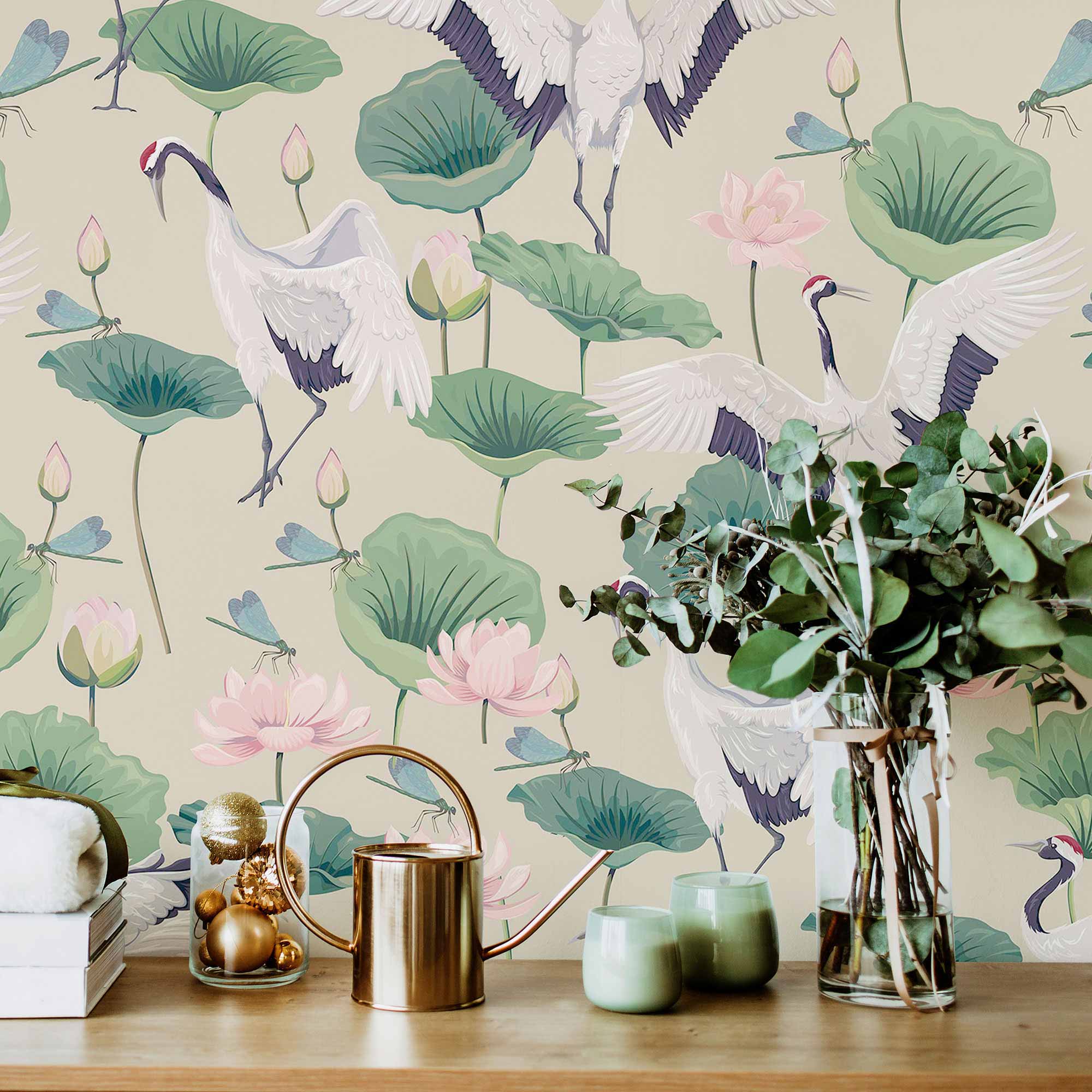 Green Botanical Peel and Stick Removable Wallpaper - Self-Adhesive Wall Decor for Bedroom, Living Room, Nursery & Office - Easy to Apply & Remove