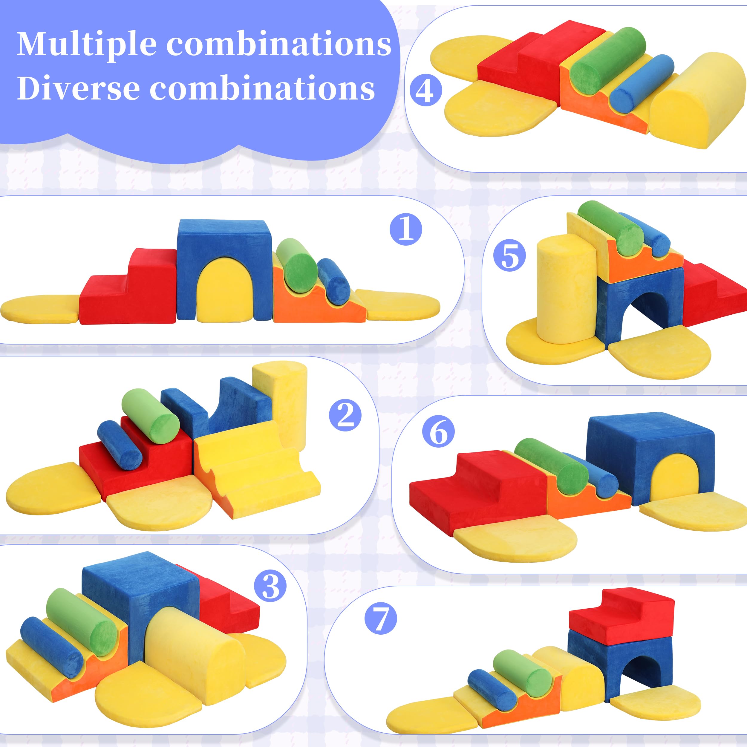 8-Piece Soft Foam Climbing Blocks for Toddlers 1-3 Years - Indoor Baby Play Gym Set for Safe Toddler Climbing Toys | Perfect for Home Playrooms, Daycares & Preschools