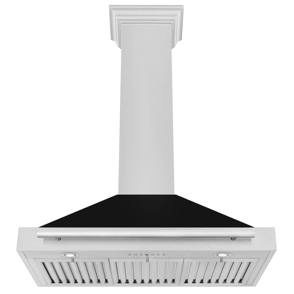 ZLINE 30 Inch Stainless Steel Wall Mount Range Hood - Convertible Satin Finish with Black Matte Shell & Stainless Steel Handle (KB4SNX BLM 30) | Perfect for Modern Kitchen Ventilation & Smoke Removal