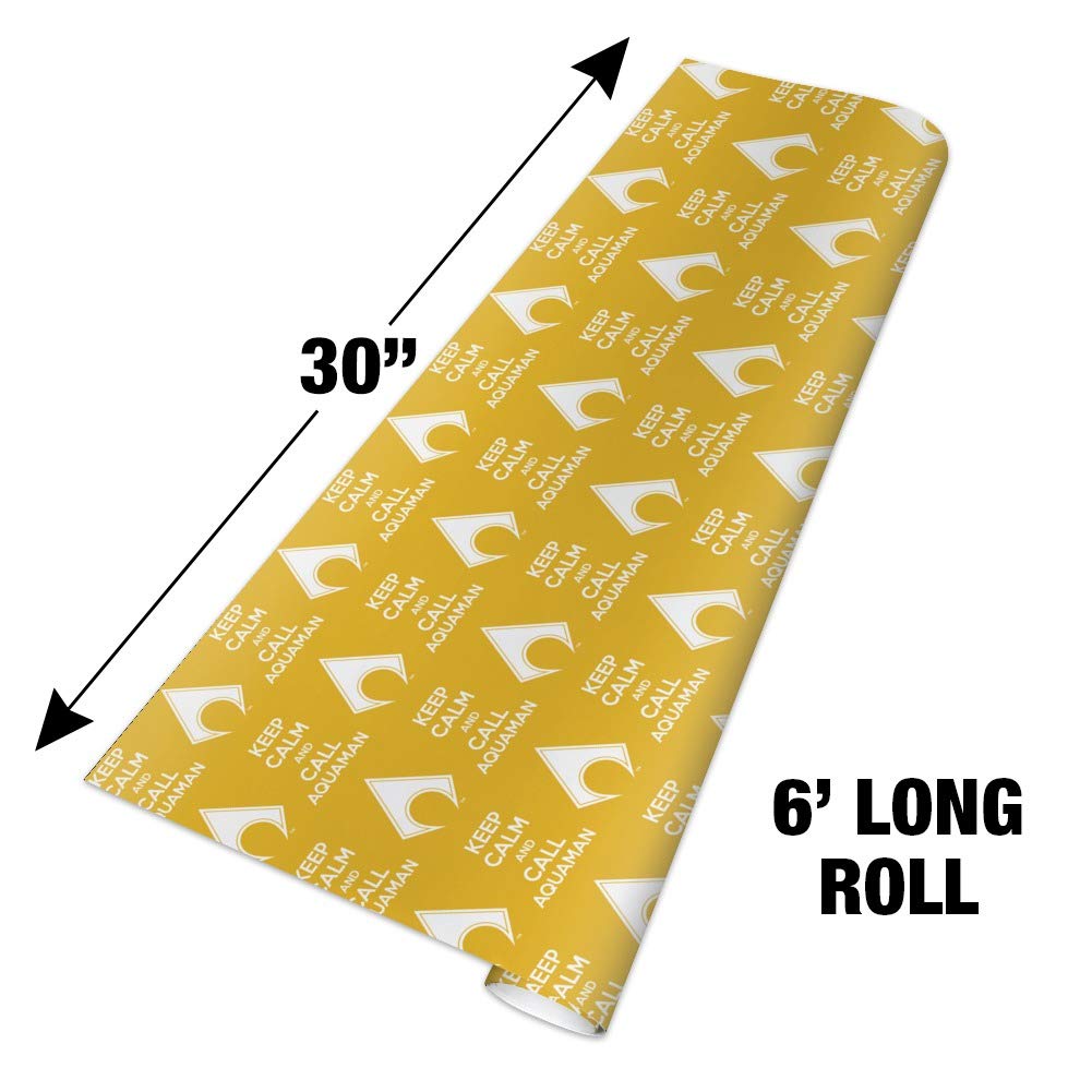 Aquaman Keep Calm and Call Superhero Gift Wrap Paper Rolls - DC Comics Themed Wrapping for Birthday, Christmas & Party Presents - Perfect for Superhero Fans & Comic Book Lovers
