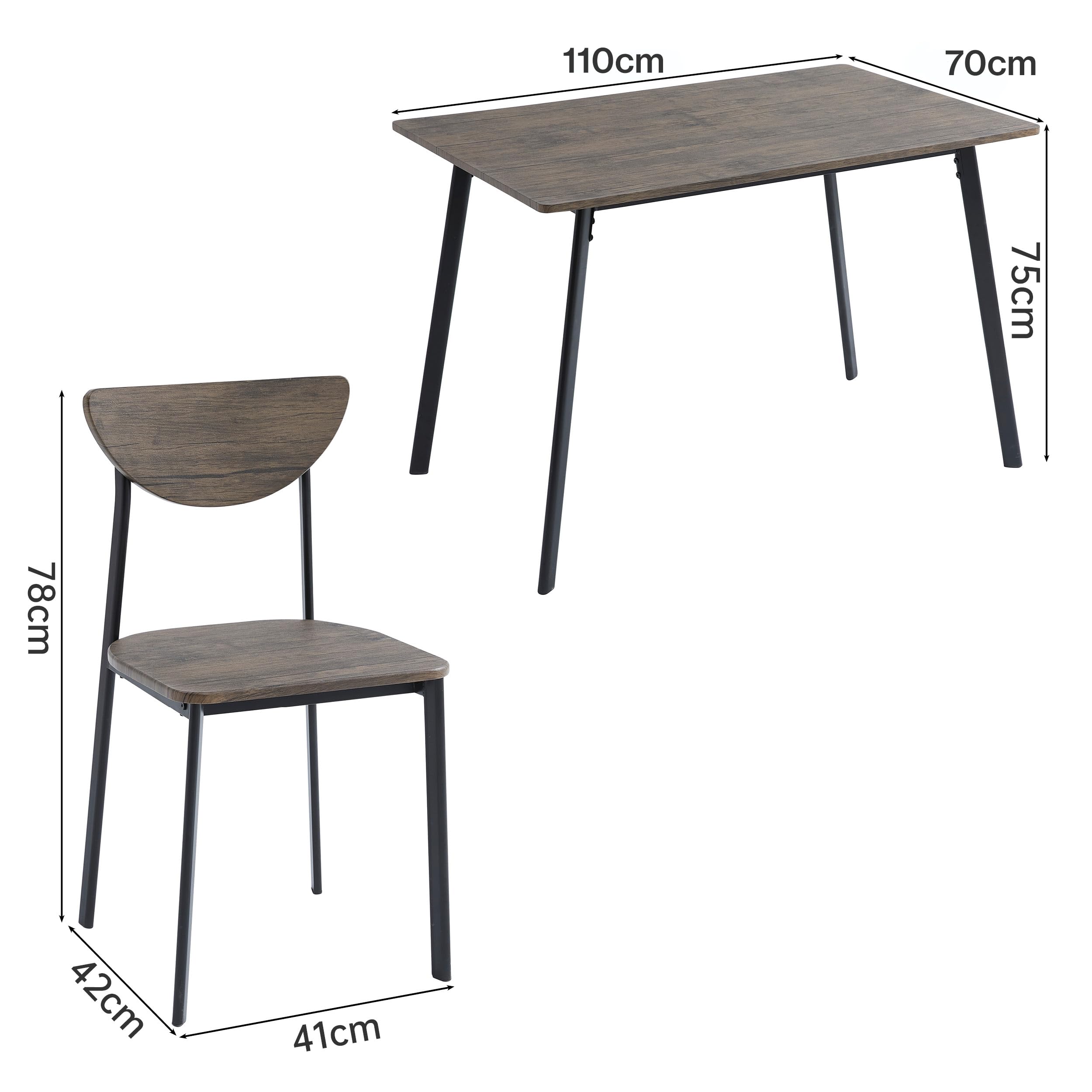 Modern Dining Table and Chairs Set - 4-Piece Metal Wood Effect Kitchen Table Set with Comfortable Chairs - Perfect for Small Spaces, Apartments, and Cozy Family Dinners