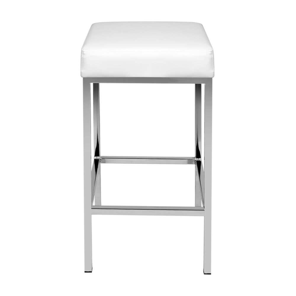 2-Pack White Metal Bar Stools with Leather Padded Seats - Perfect for Kitchen Islands, Breakfast Nooks & Home Bars