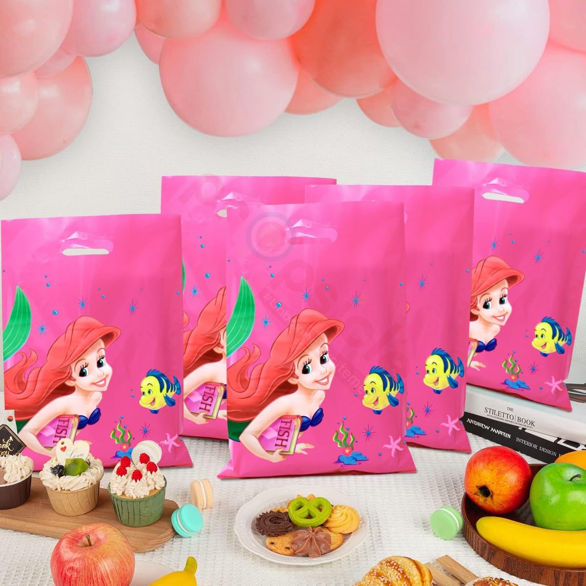 Mermaid Theme Birthday Party Favors - 10 Pack Pink Foil Goodie Bags for Girls, Kids Return Gifts | Perfect for Underwater Themed Parties, Baby Showers & Princess Celebrations