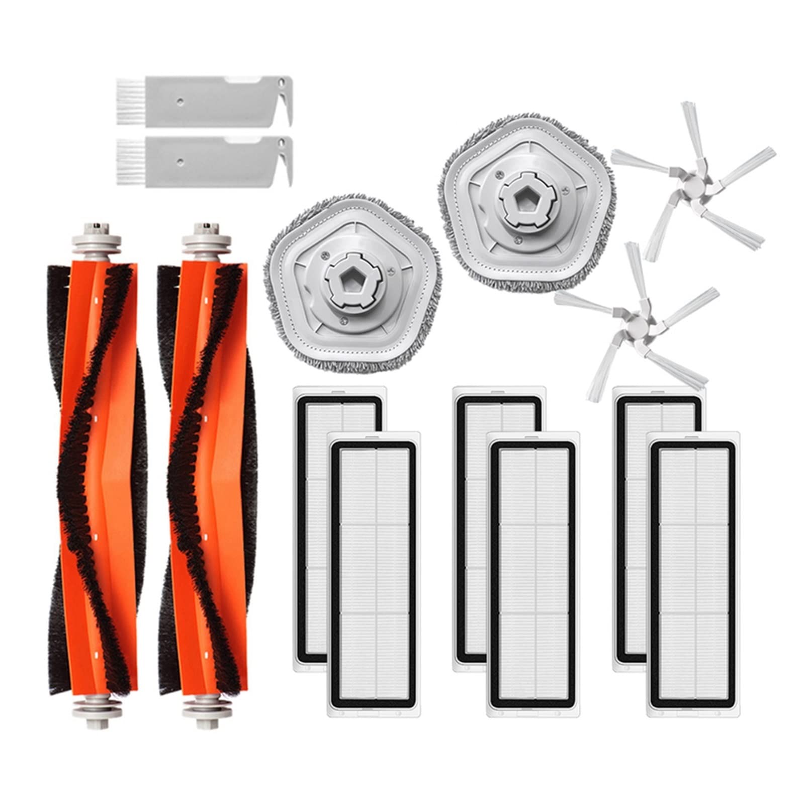 14-Piece Vacuum Cleaner Accessories Replacement Kit for Xiaomi Dreame W10 Robot Vacuum - Includes Washable HEPA Filter, Mop Cloth, Main Brush & Side Brushes - Perfect for Hardwood Floors & Pet Hair Cleaning (Dark Khaki)