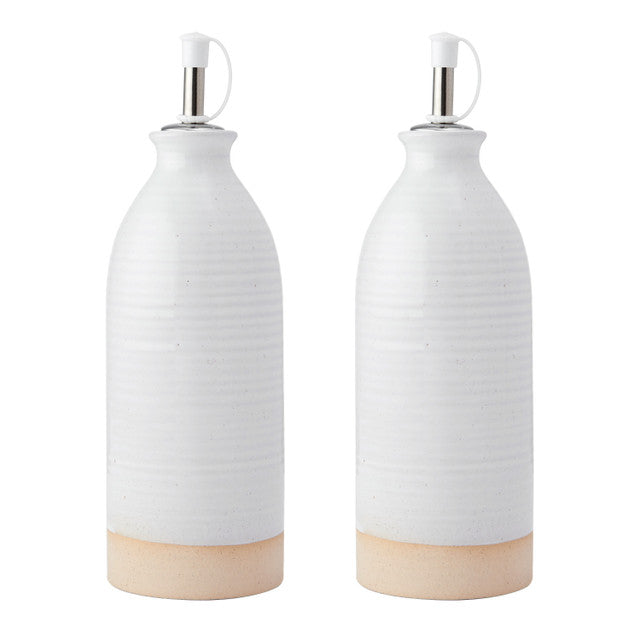 Premium Glass Oil and Vinegar Bottles Set of 2 - 450ml (15oz) with Drip-Free Pour Spouts - Perfect for Kitchen, Dining Table & Gourmet Cooking