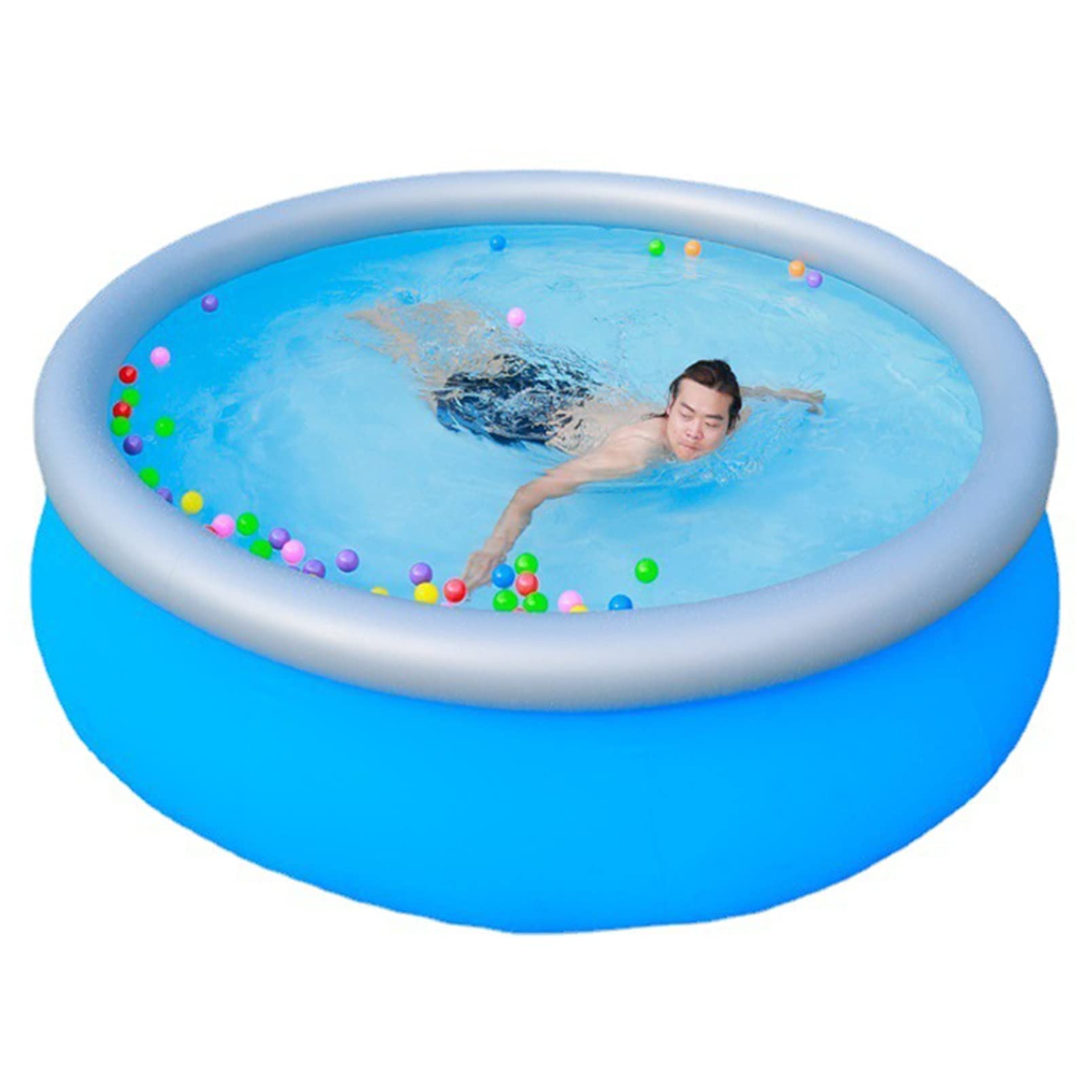 **Large Round Inflatable Swimming Pool - 188x53cm Family Paddling Pool, Outdoor Tear-Resistant & UV-Protected Inflatable Bathtub (Blue) - Perfect for Backyard Fun, Kids Play, and Summer Relaxation**