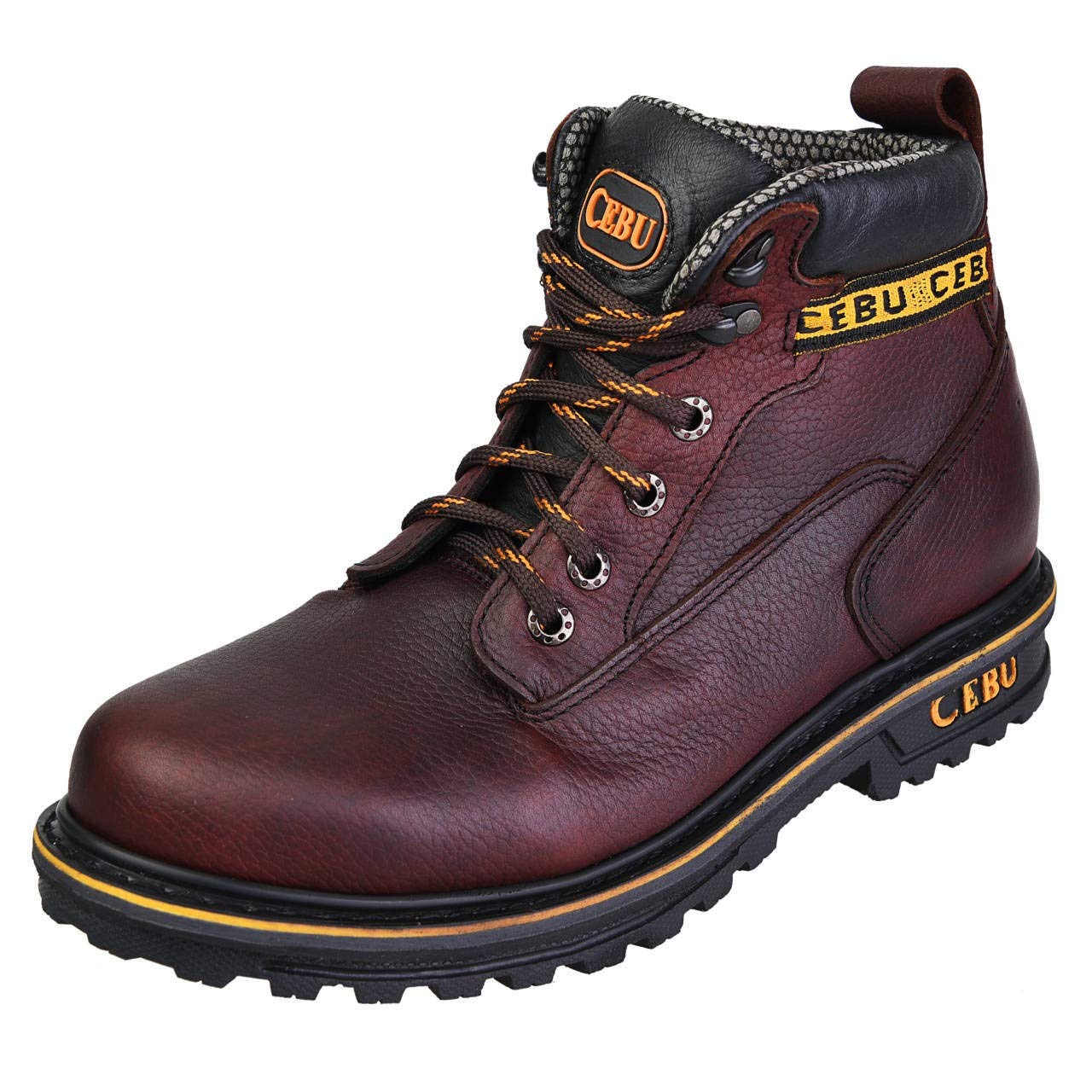 CEBU Men's Soft Toe Work Boots - Heavy Duty Oil & Acid Resistant Leather 6