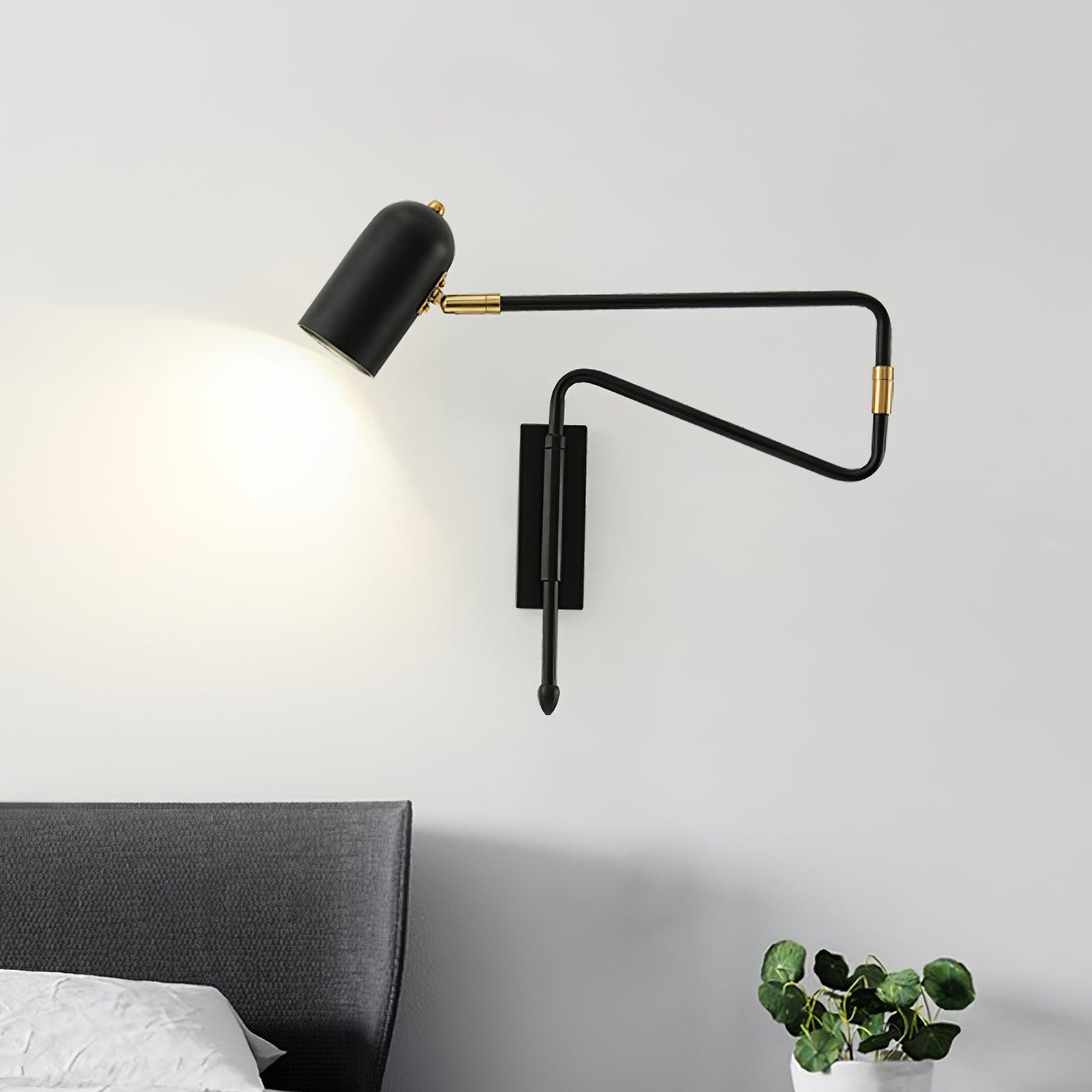 Adjustable Arm Plug In Wall Lamp - Dimmable Swing Arm Sconce for Bedroom, Living Room & Office - Perfect for Reading, Decor & Task Lighting