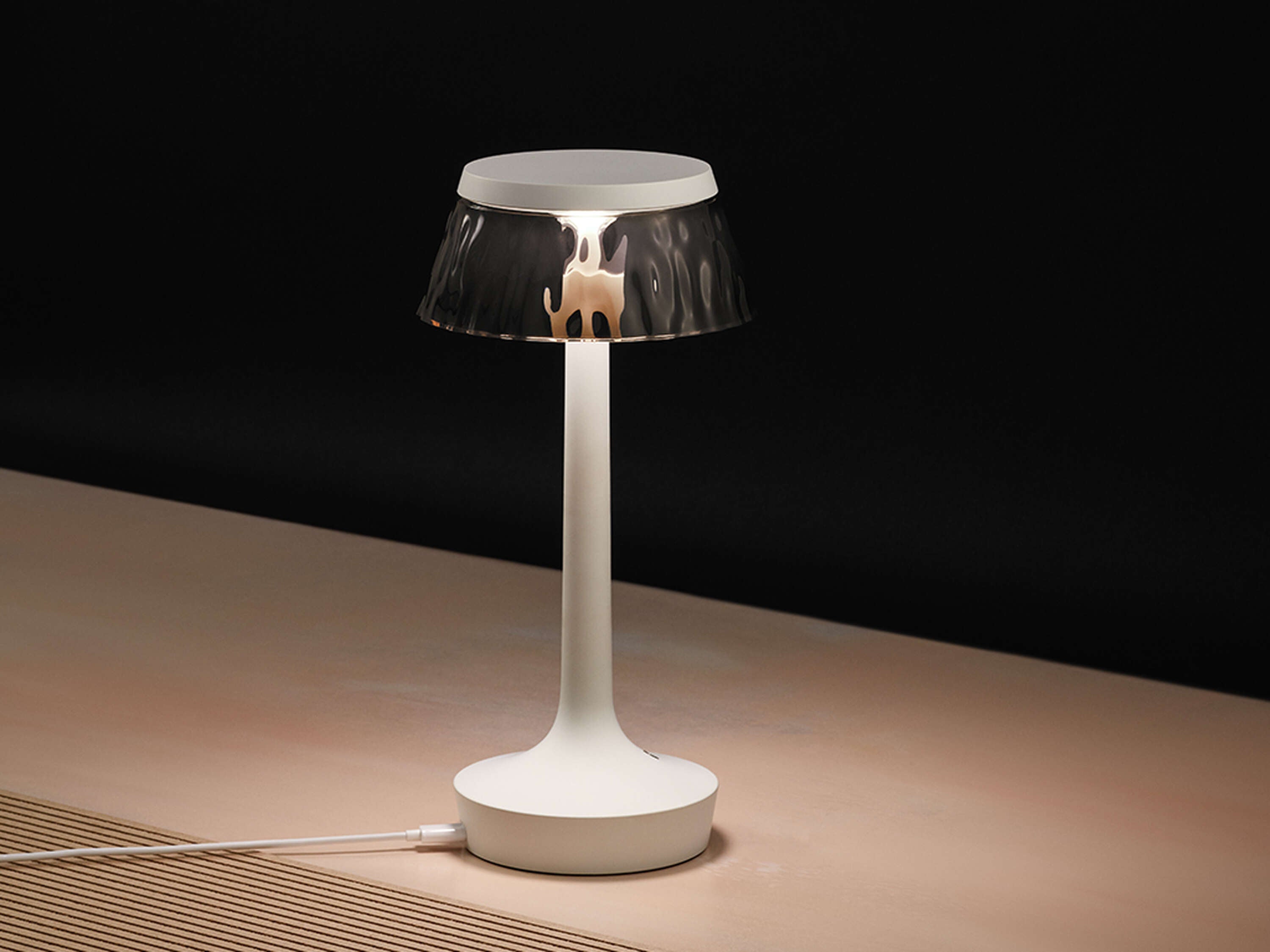 Bon Jour Unplugged Table Lamps - Wireless USB Rechargeable Night Light for Bedroom, Living Room & Office - Modern Touch Control LED Desk Lamp with 3 Brightness Levels, Warm White Light