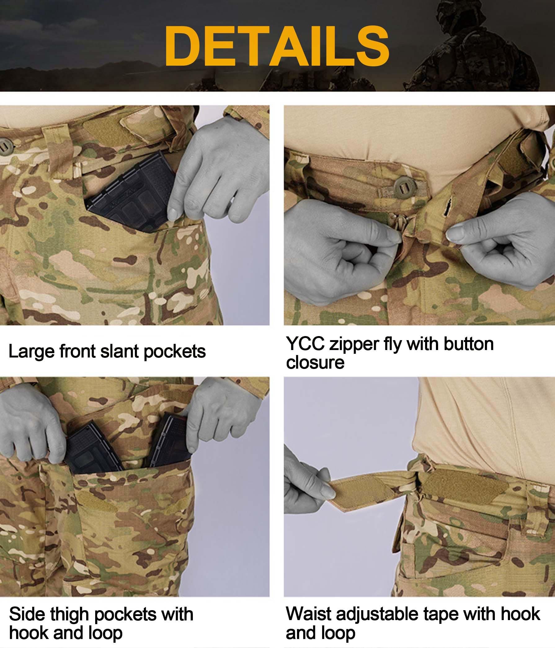 OCANXUE Men's Tactical Cargo Pants - Waterproof Camo Combat Pants for Hiking, Hunting, Paintball & Airsoft - Durable Outdoor Work Pants with Multiple Pockets - Perfect for Military, Tactical Training & Outdoor Adventures