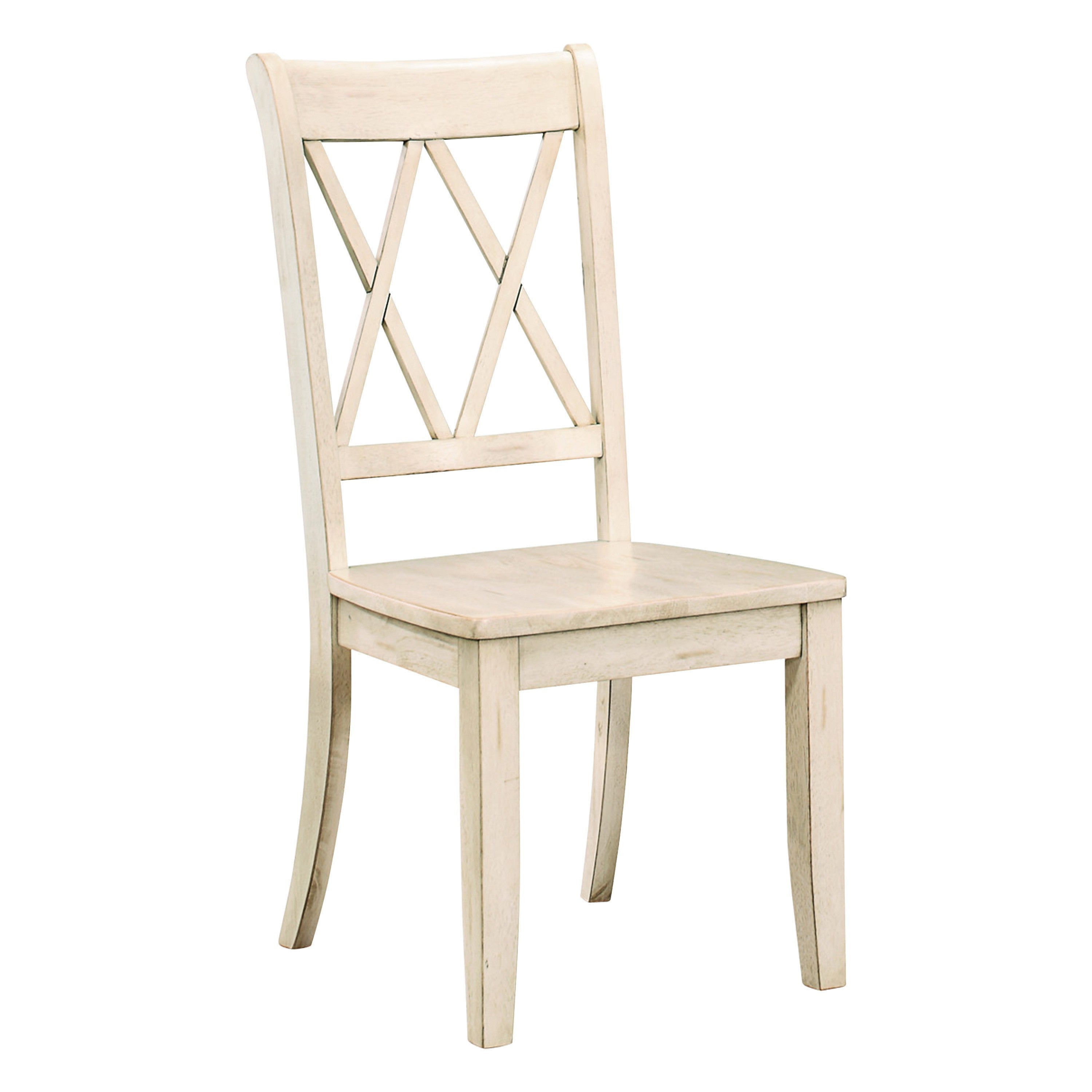 Set of 2 White Casual Dining Chairs - Pine Veneer Transitional Double X Back Design Side Chairs for Kitchen, Dining Room & Home Decor | Comfortable Seating for Family Meals & Entertaining