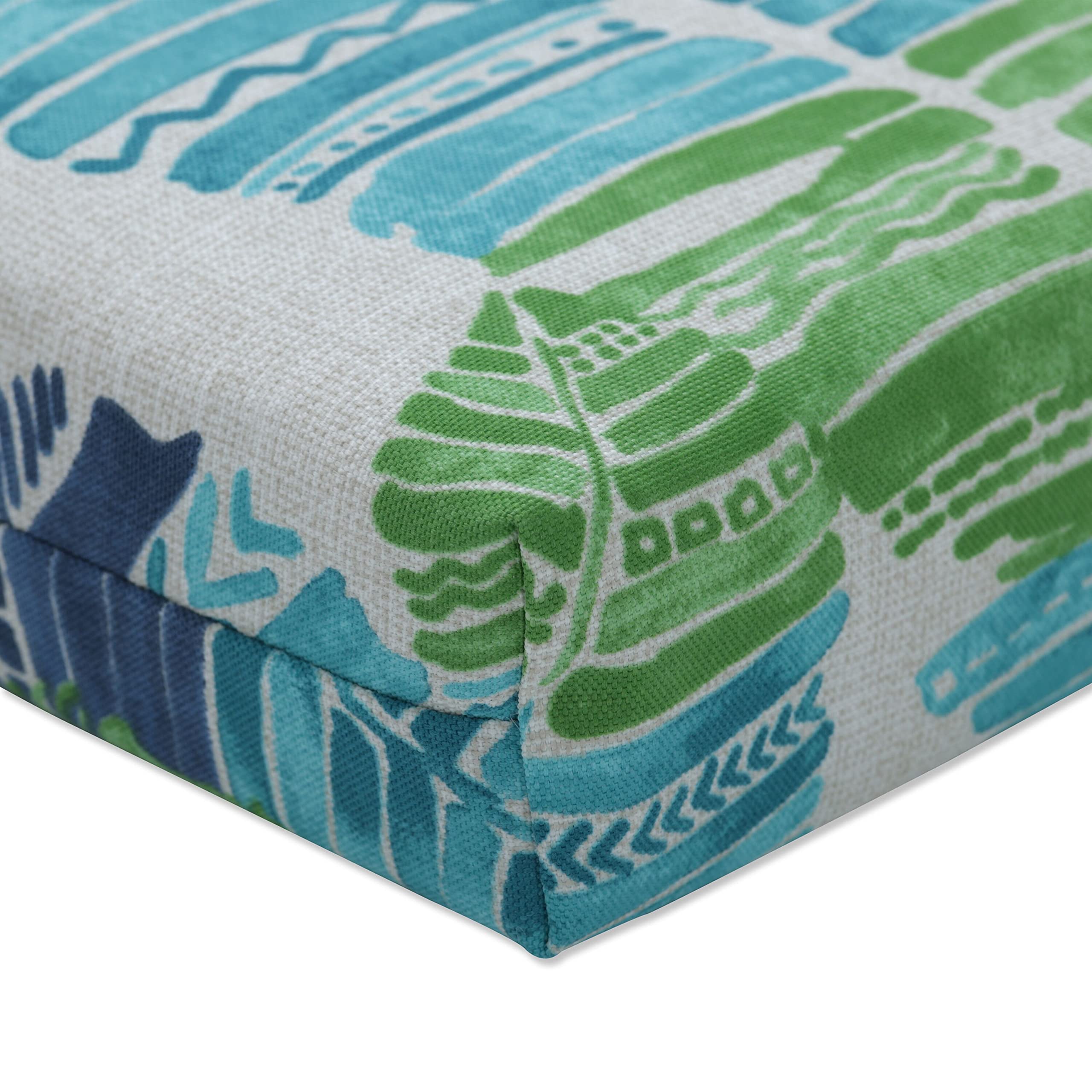 Pillow Perfect 20x20 Inch Square Corner Seat Cushions - Indoor/Outdoor Waterproof Cushions (Set of 2) - Blue Hixon Caribe for Patio Furniture, Window Seats & Porch Benches