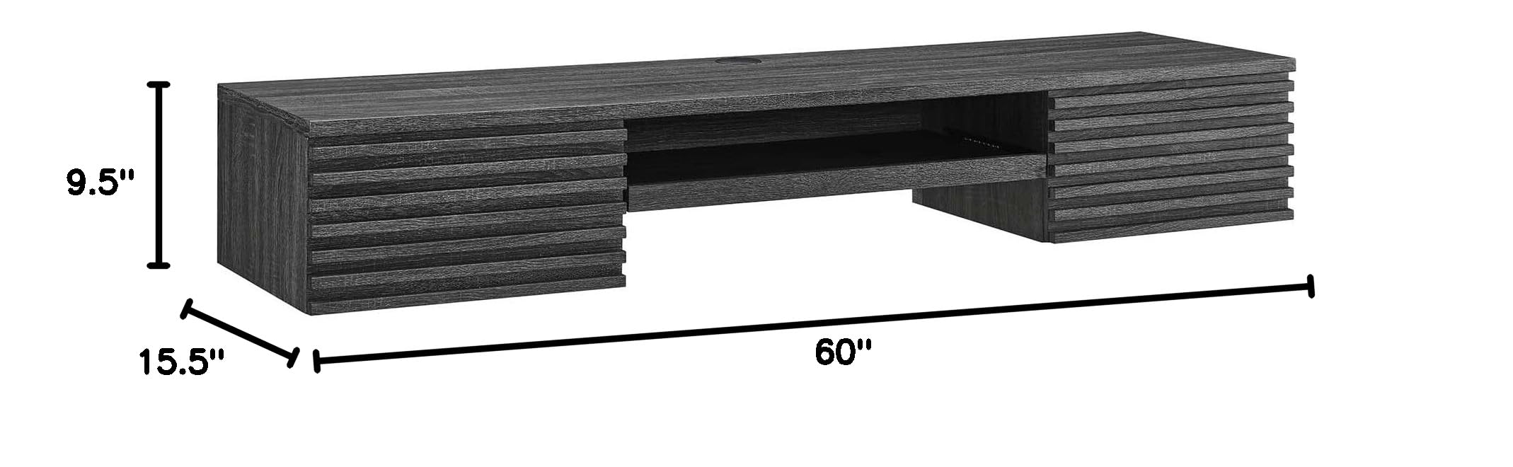 Modway Render Mid-Century Modern Wall Mount Floating Desk - Charcoal Finish | Space-Saving Home Office & Small Apartment Workstation