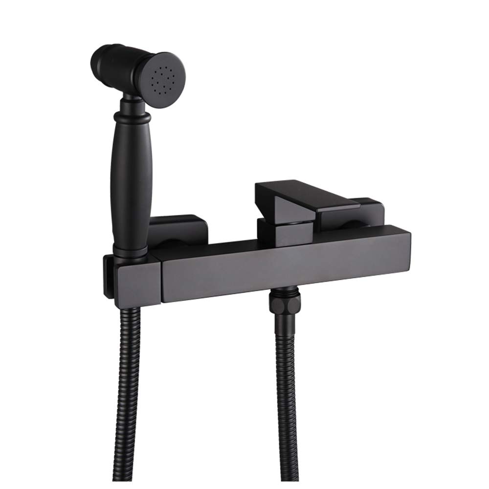 Matte Black Handheld Toilet Sprayer - Square Single Handle Bathroom Sprayer Set with Hot & Cold Water Mixer - Wall Mounted for Baby Cloth Diaper Cleaning & Bidet Use