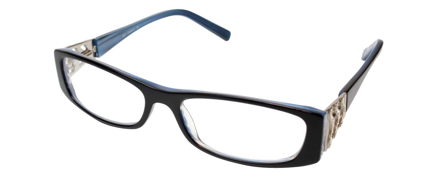 Calabria 825 Dazzling Crystal Reading Glasses with Hard Case - Fashionable Readers for Women & Men, Perfect for Reading, Computer Use & Gift Giving