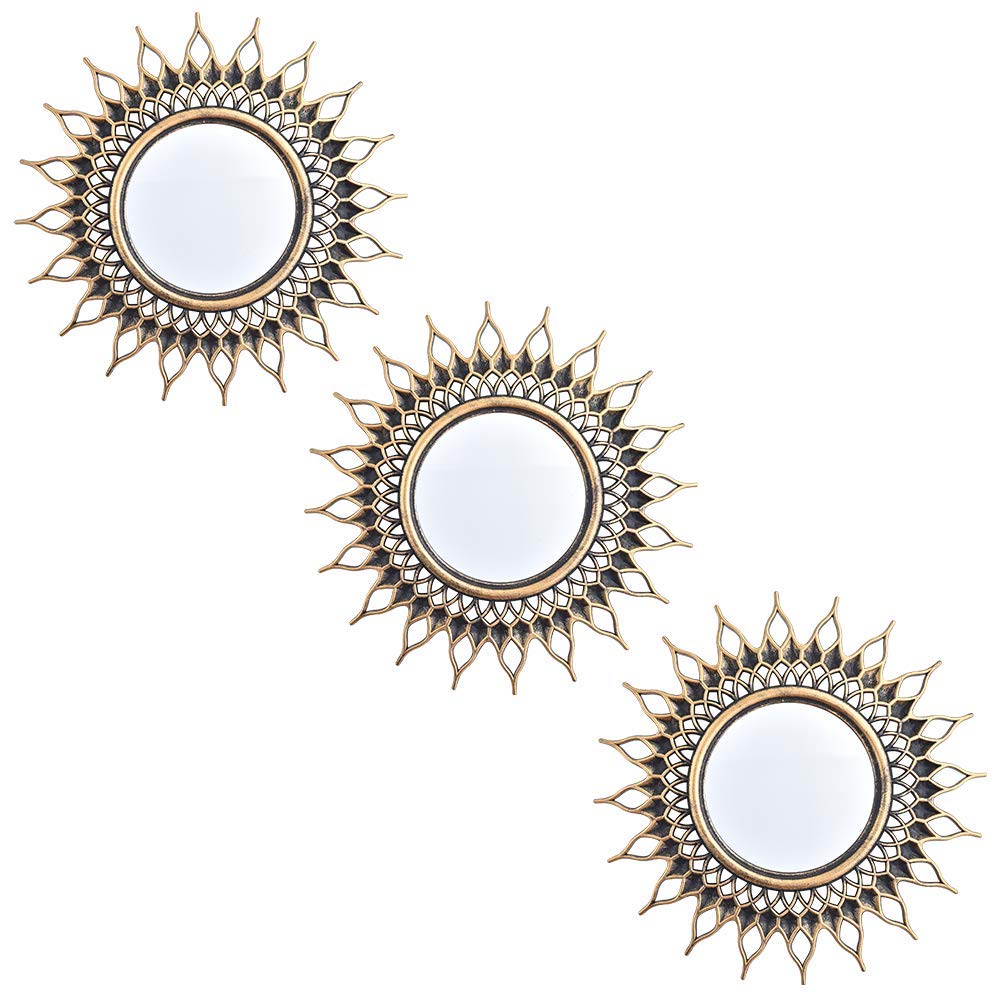 Cityelf Decorative Wall Mirrors Set of 3 - Round Small Mirrors for Home Decor, Bedroom, Bathroom & Living Room | Stylish Modern Mirror Accessories for Vanity, Entryway & Hallway Decor | Style0006
