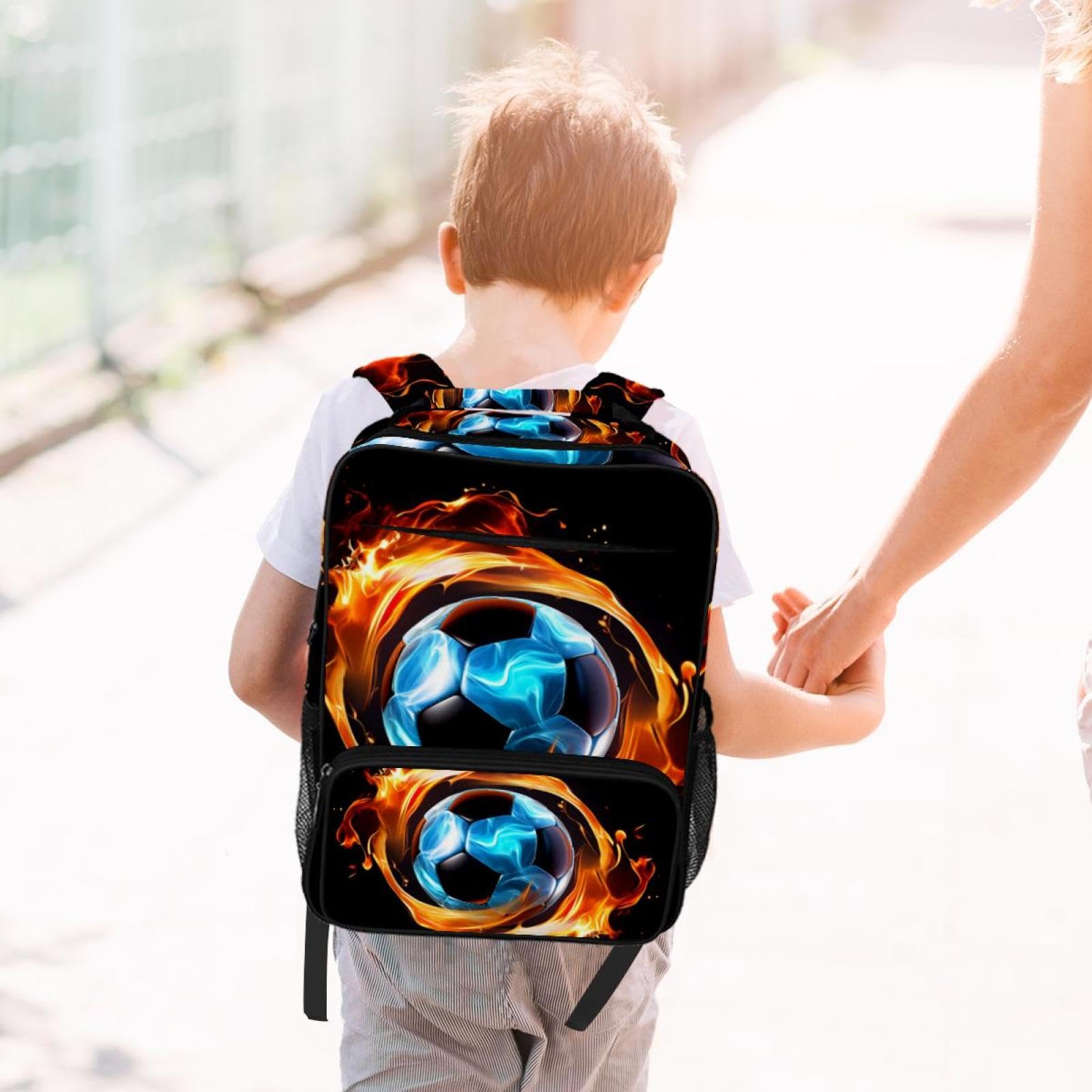 Stylish Travel Backpack for Women & Men - Durable Flaming Football Design Backpack for Hiking, Commuting & Outdoor Adventures
