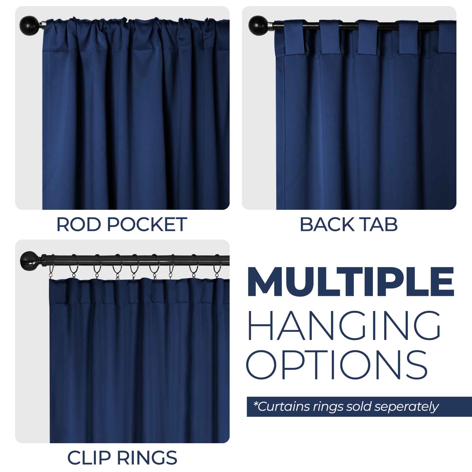 Premium Blackout Curtains for Bedroom - Solid Room Darkening Window Drapes with Back Tabs (Set of 2 Panels) - Perfect for Home Theater, Nursery & Light Sleepers