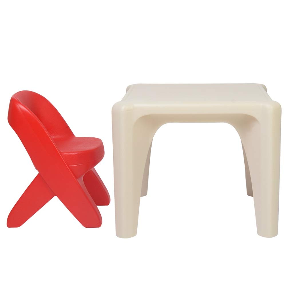 LRZS Kids Plastic Table and Chair Set - Study Desk, Learning Writing Table, Early Childhood Dining & Game Table for Toddlers - Perfect for Home, Preschool & Playroom (Red)